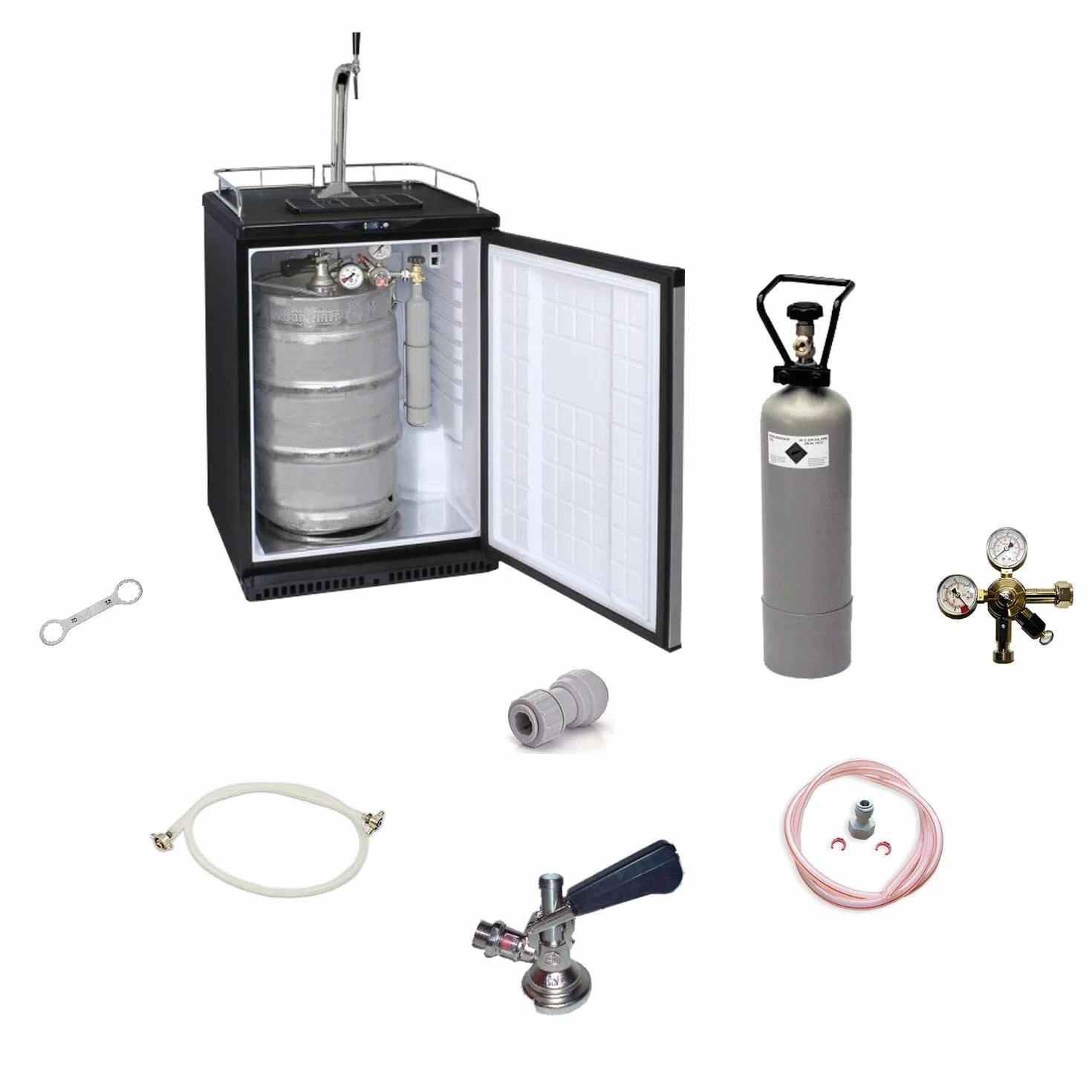 ich-zapfe Kit Completo - refrigerador de Cerveza de Barril de hasta 50L - Incluye Columna Elegante y Grifo con compensador, KEG:Type A