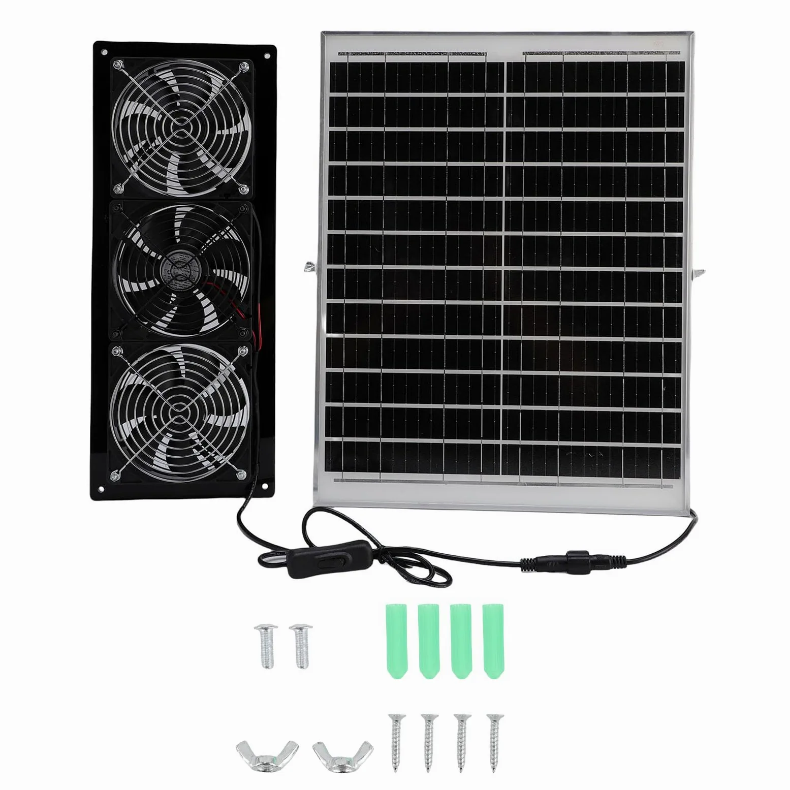 Generic Kit de Ventilador de Escape con Energía Solar, 25W, Resistente a la Intemperie, para Gallinero, Invernadero, Casa para Mascotas, Ventilación de Alta Eficiencia