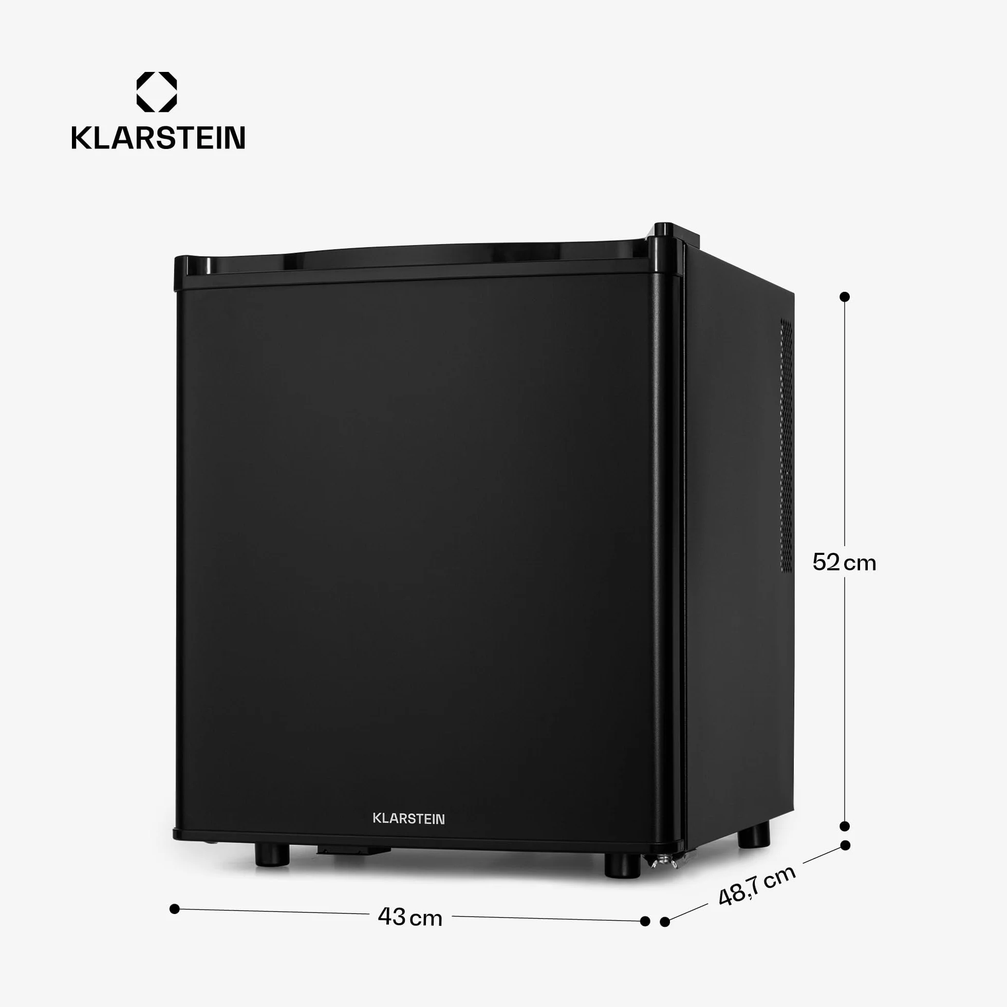 KLARSTEIN Happy Hour Mini Nevera para Dormitorio, Nevera Pequeña para Bebida y Comida, Neveras Pequeñas Iluminación Interior, Estantes Ajustables, para Habitaciones. Oficina, Camping, 6-18°C, 45L