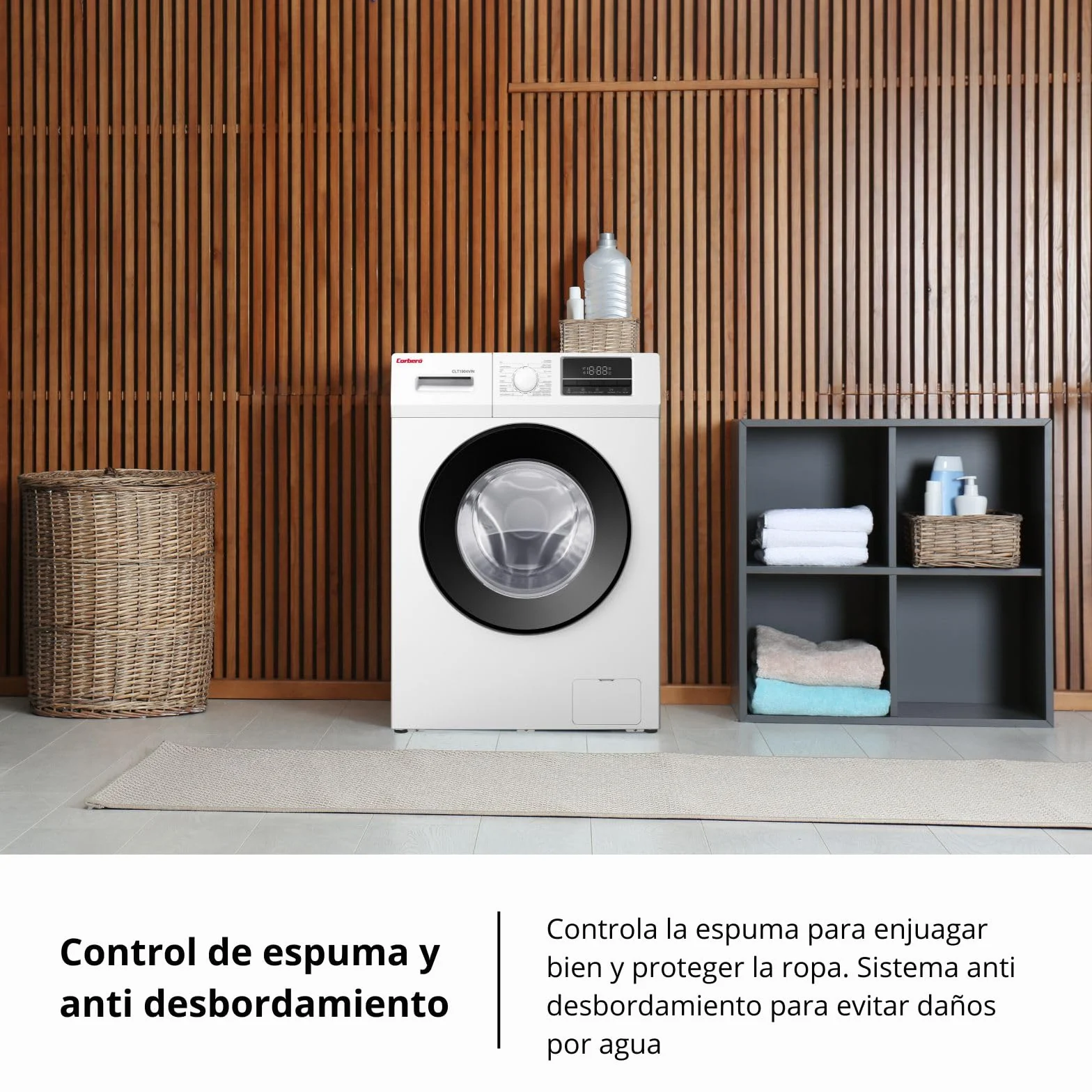 Corbero - Lavadora Carga Frontal Premium10 Kg | CLT1004VIN |1400 Rpm Motor Inverter | 16 Programas con Vapor | Inicio diferido 3-24 Horas | Lavado Rápido | Puerta XXL | E.Energética A | Blanco