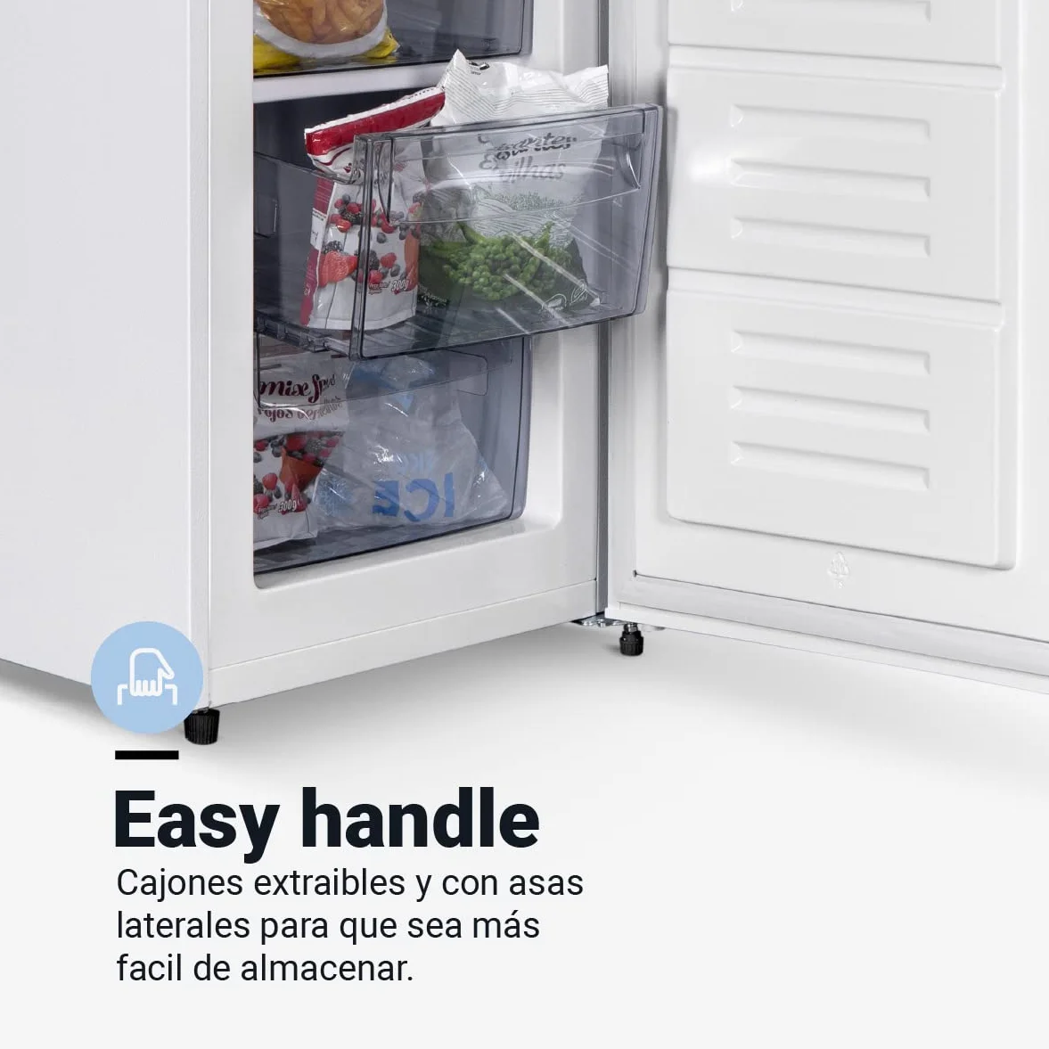 UNIVERSALBLUE Congelador Vertical 172L Pequeño 144cm | Congelador Pequeño Con Cajones | Refrigerador | Puerta Reversible | Bajo consumo | ENVÍO + SUBIDA A PLANTA INCLUIDO