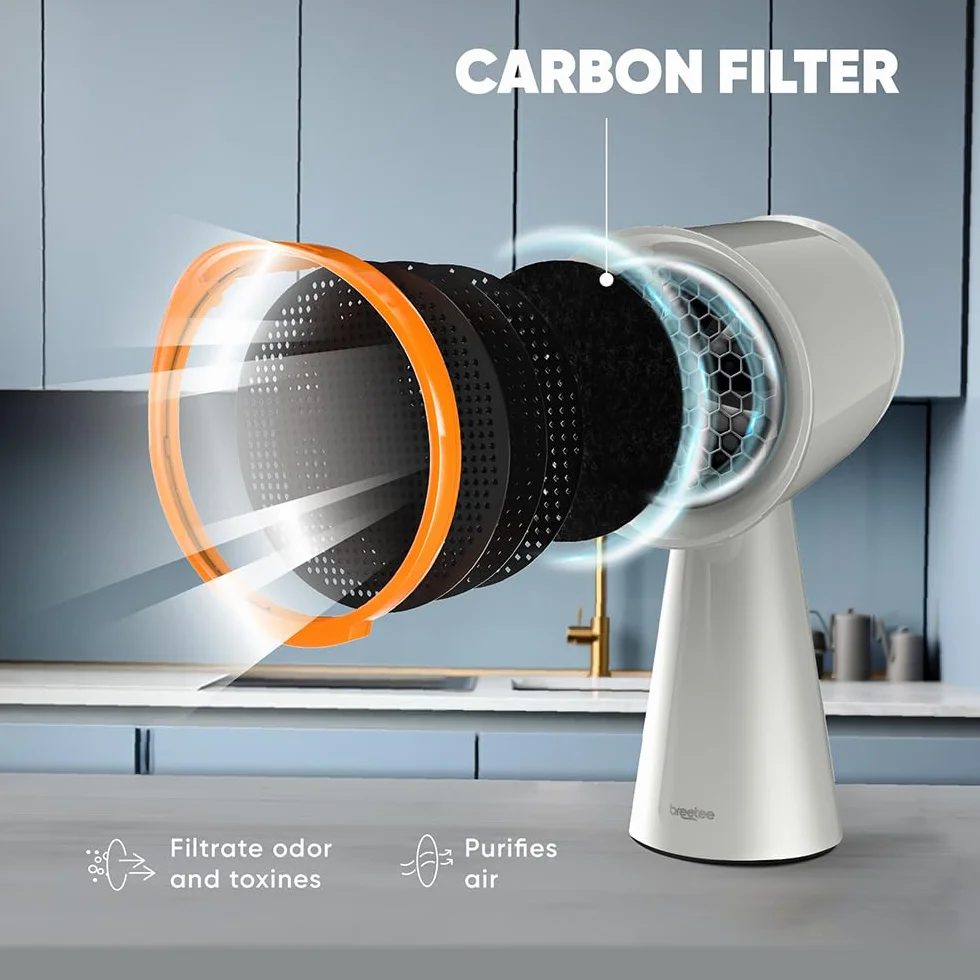 Juego de filtros de carbono, paquete de 12 filtros de repuesto para campanas extractoras portátiles Breetee - Eliminación eficiente de olores - Filtro de carbón circular de 4,7 pulgadas para campana