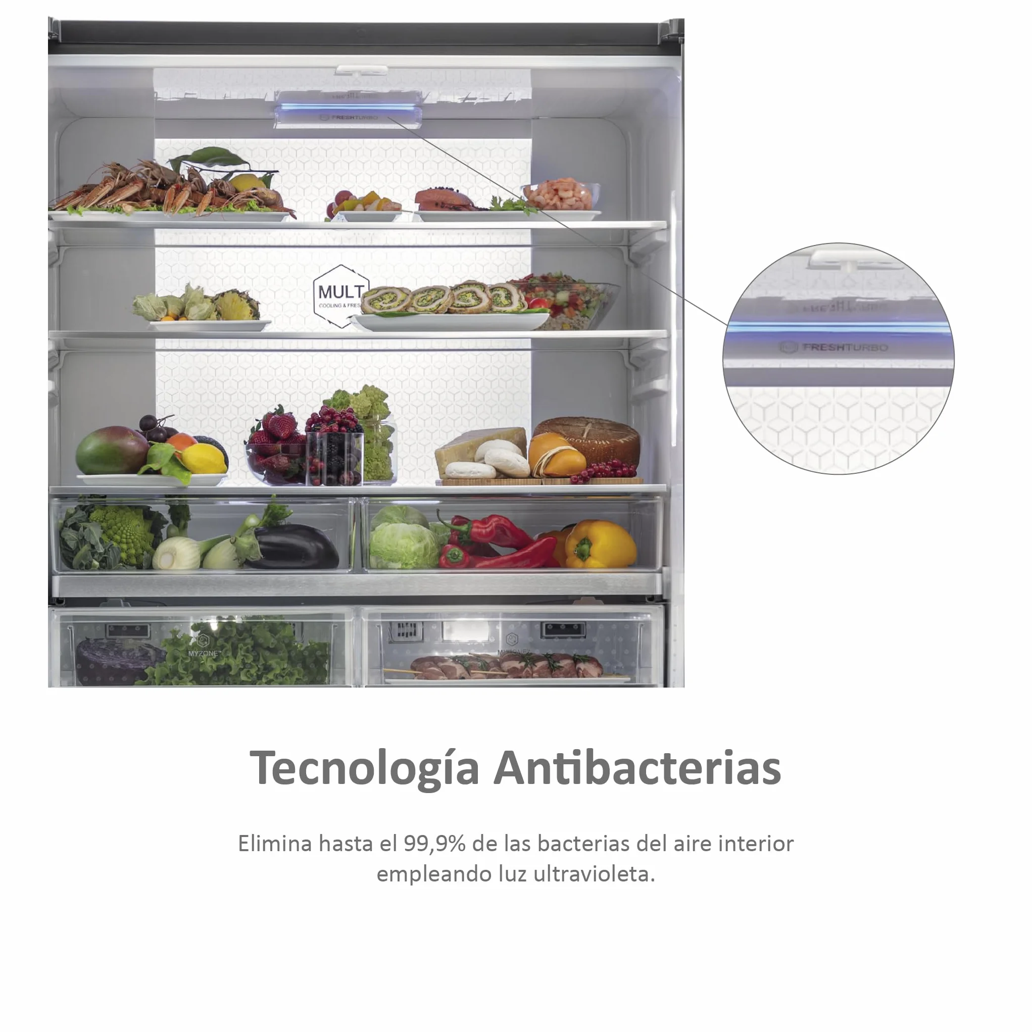 Haier FD 100 Series 7 HB26FSNAAA - Frigorífico, Puerta Francesa, Fabricación de Hielo Automática, Tecnología Antibacterias, Motor Inverter, Ancho 100cm, Capacidad XXL,Total No Frost, Titanium