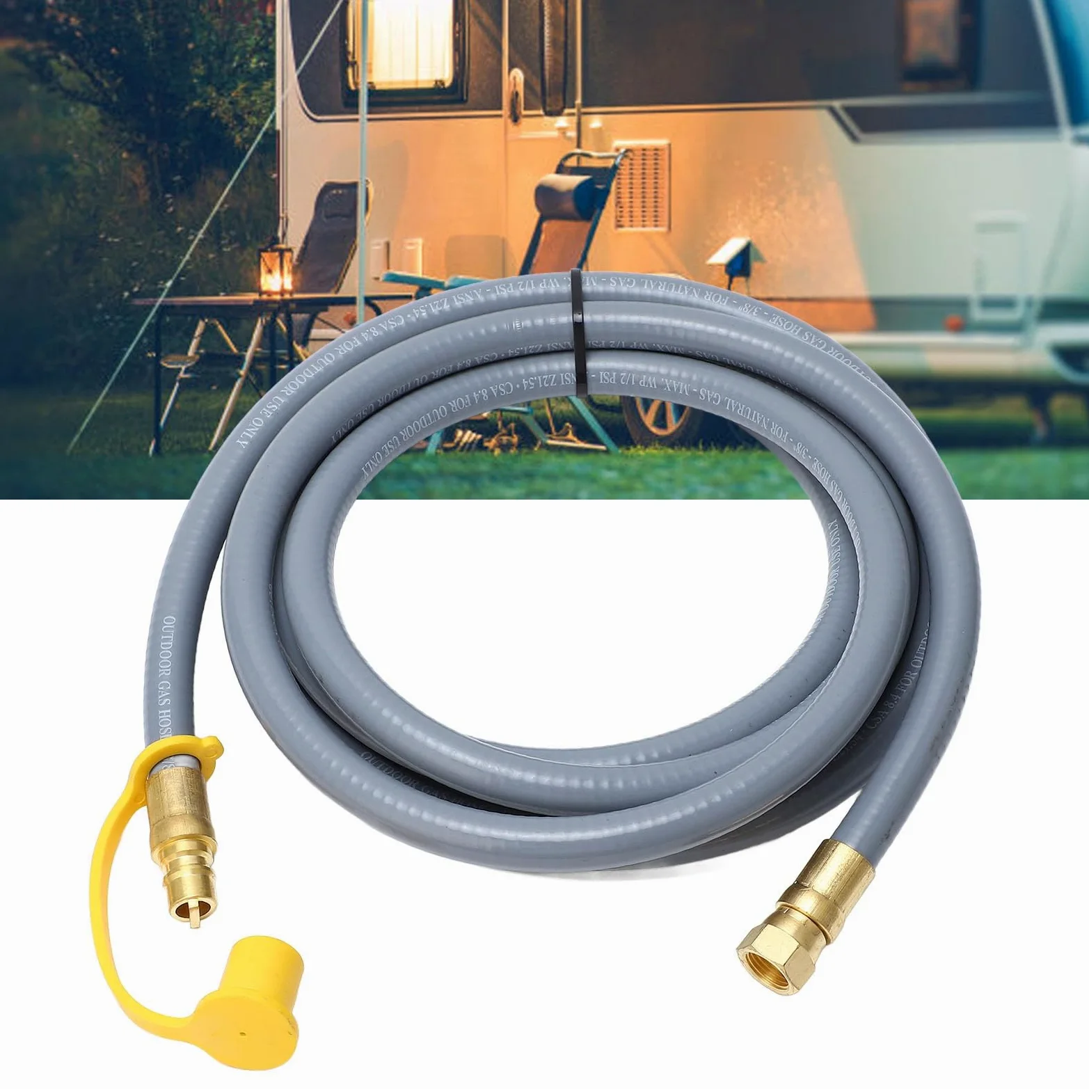 KANASI Manguera de Parrilla de Gas de 12 pies, extensión de Manguera de Gas RV de Goma, instalación sin Costuras para Estufa de Camping
