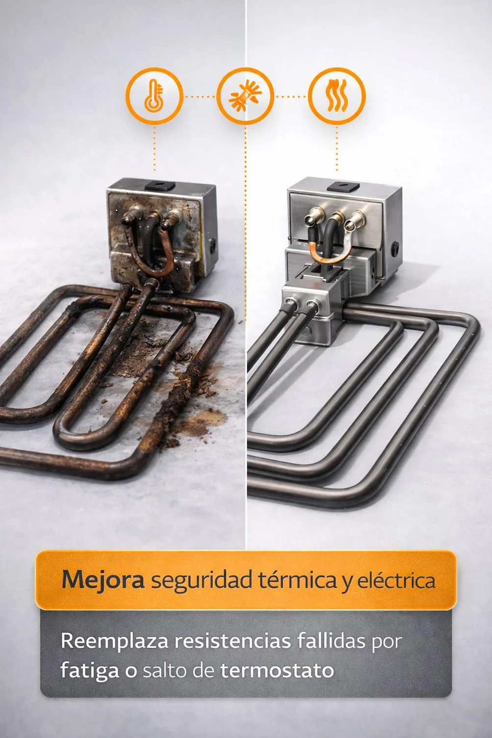 RO Linea Blanca ® Resistencia Freidora 3200W 230V Con Caja Conexion Tipo Enchufe Repuesto Inmersion Compatible con Jemi J6 N10 Serie 600 Medidas 355x195mm Tubo 8mm Calentamiento Rapido Hosteleria