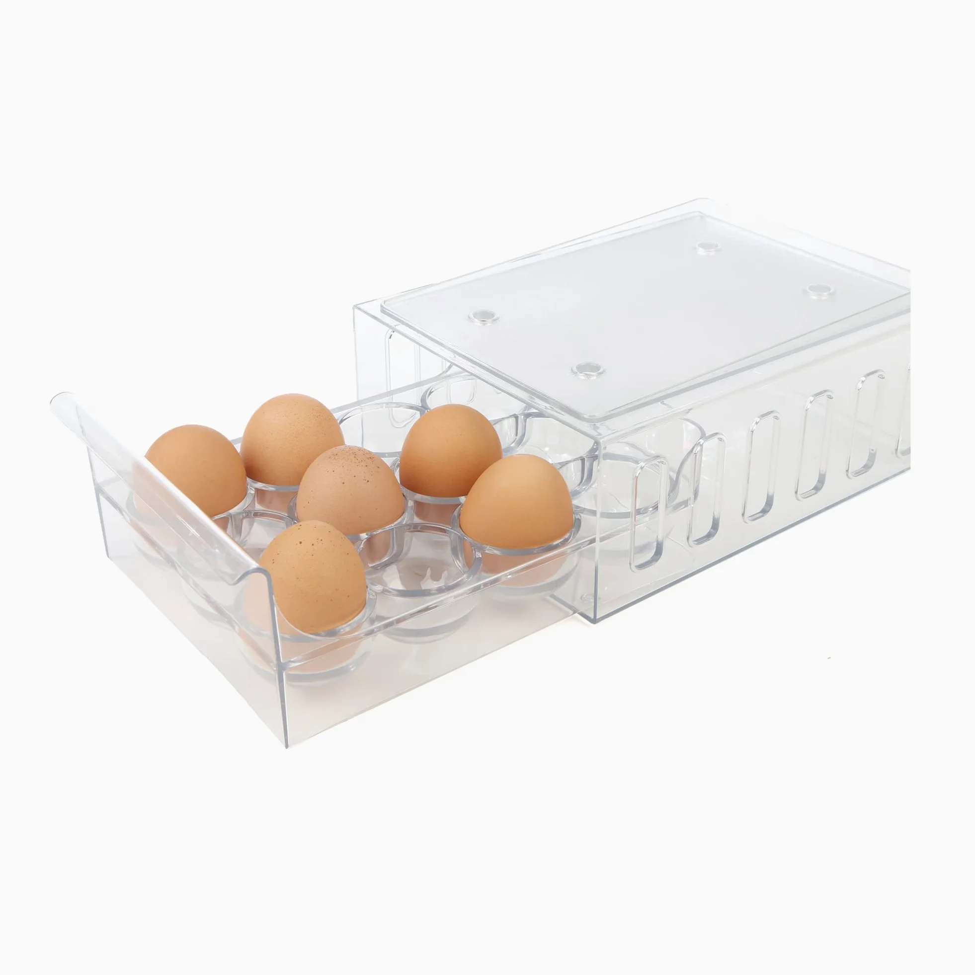 Mind Reader STEGG12-CLR - Cajón apilable para almacenamiento de huevos, plástico, transparente