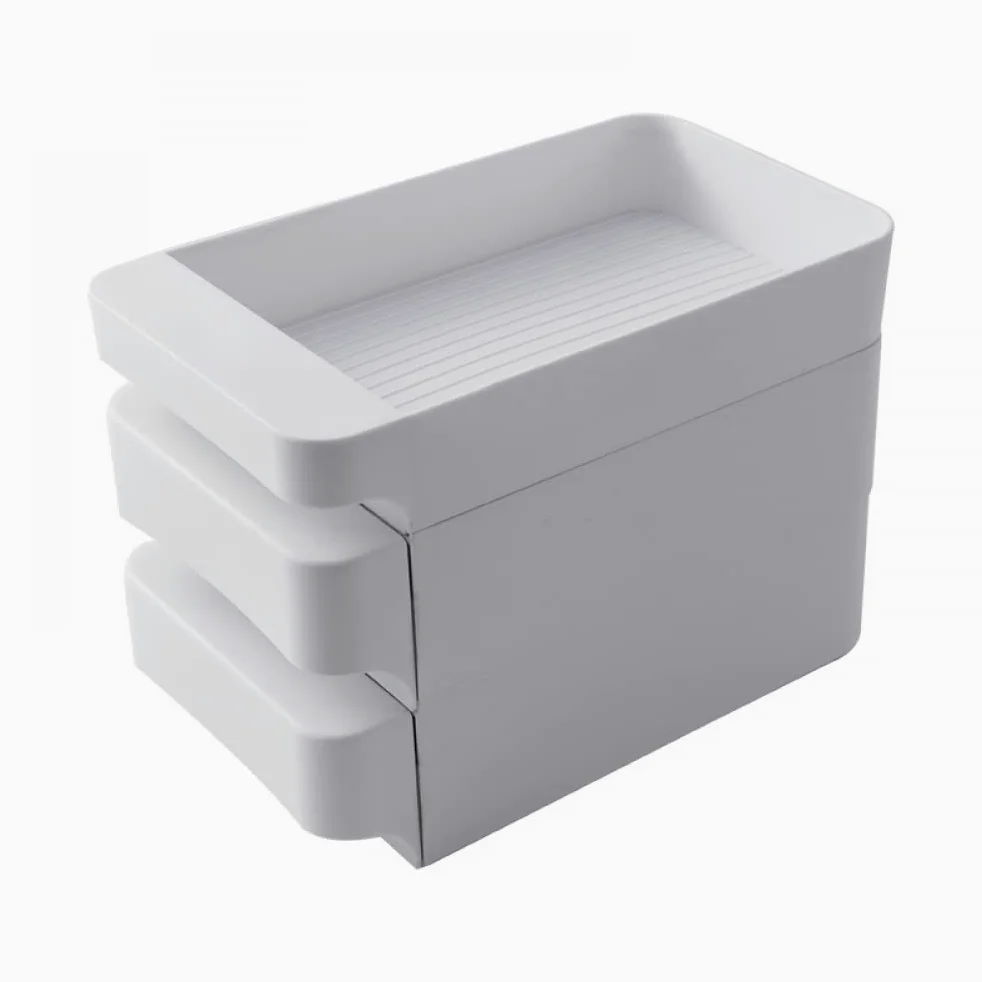 Bandeja de plástico para huevos, Caja de almacenamiento huevos plástico tipo cajón apilable tres capas for refrigerador varios tamaños