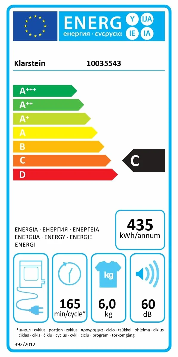 Klarstein EZ Dry secadora de aire caliente, carga frontal, 1500 W, independiente/bajo encimera, 6 kg, 3 niveles de potencia, hasta 165 min de funcionamiento, 6 programas, función antiarrugas, blanco
