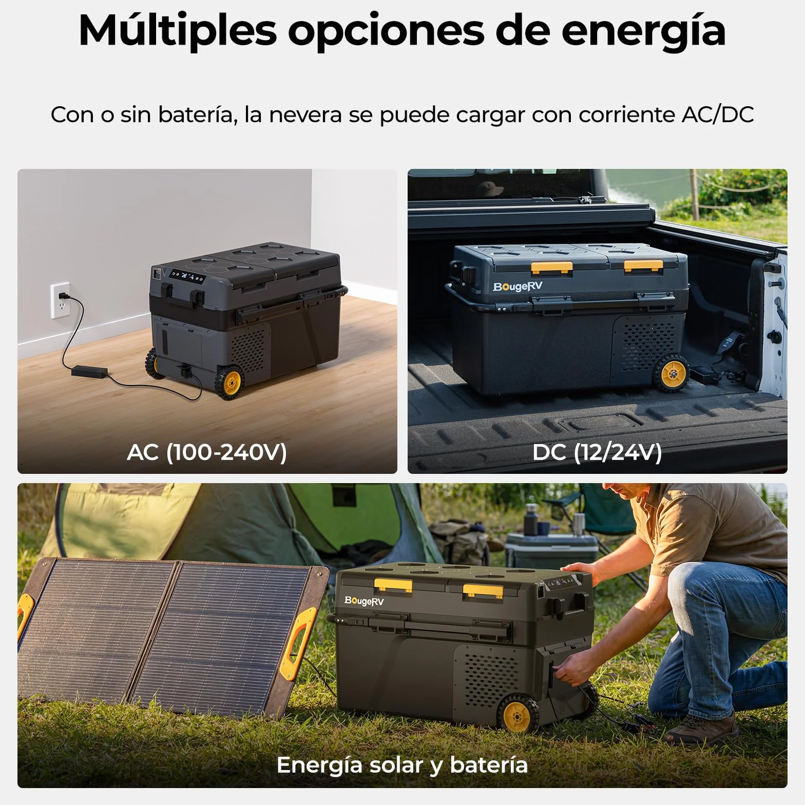 BougeRV CRD2 V2.0 49L Nevera Coche Freezer Doble Puerta Doble Zona Compresor Ruedas Asa 12V 24V 230V Frigorífico Camping Eléctrico App IPX4, -20℃~20℃ (Novedad 2026)