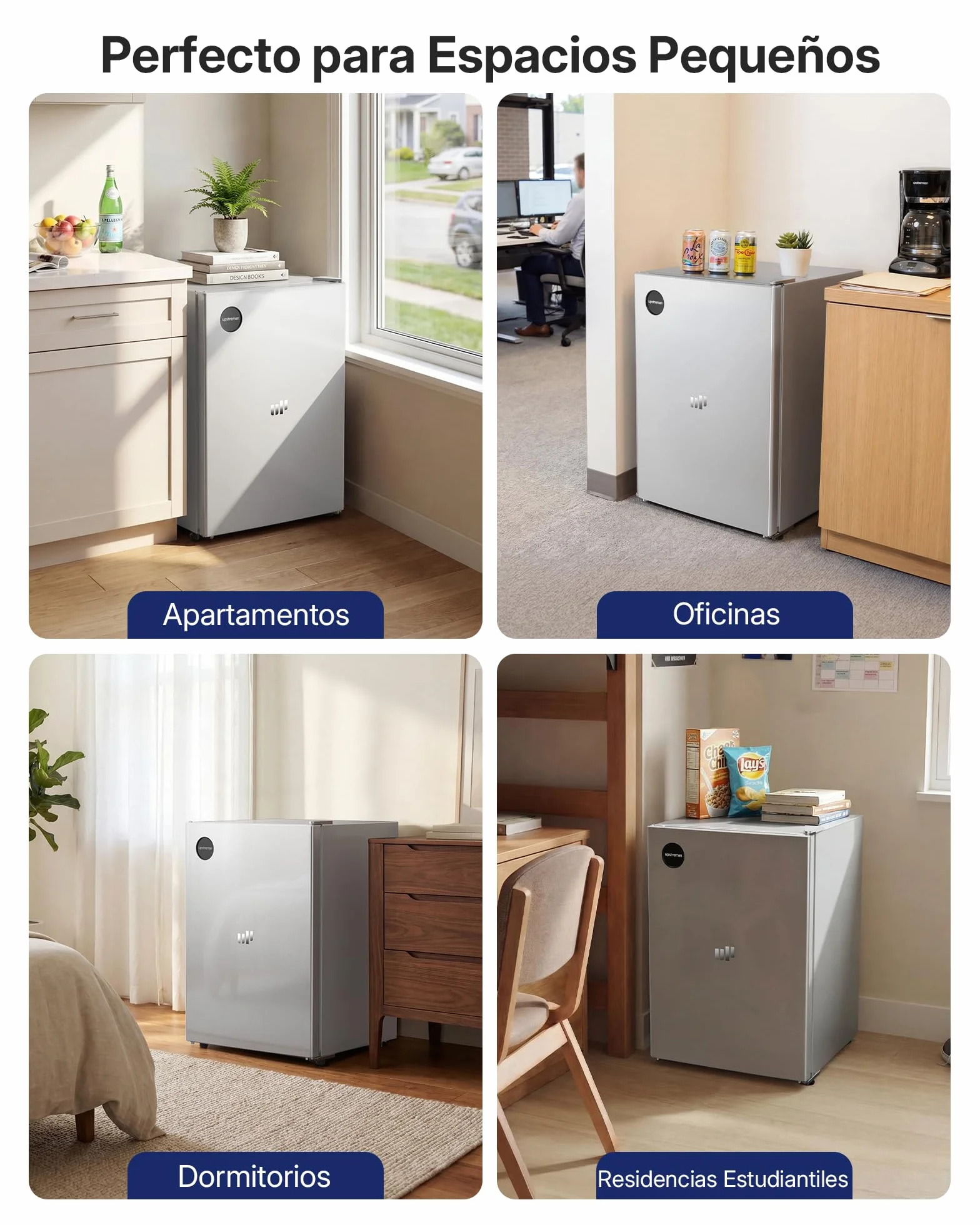 Upstreman 71L Frigorífico Sin Congelador, 1-10°C 7-niveles Regulación de Temperatura, LED-Beleuchtung, 40 dB Silencioso, Energéticamente Eficiente para Dormitorio, Oficina, Cocina, CR71- -Plata
