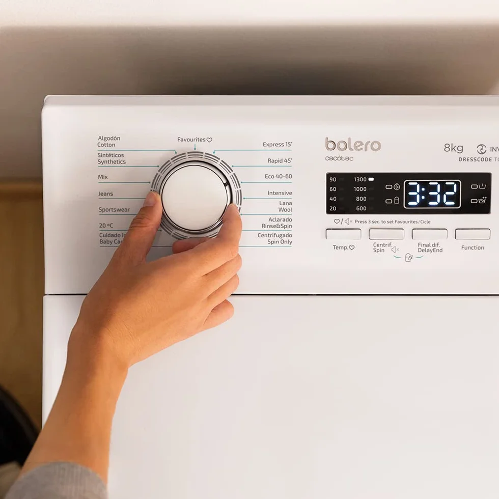 Cecotec Lavadora de Carga Superior de 8Kg Bolero DressCode Top Max 80 Inverter A. 1900W, 1300 rpm Programables, 16 Programas, Bajo Consumo, Motor Inverter Plus, Limpieza a Vapor, DelayStart