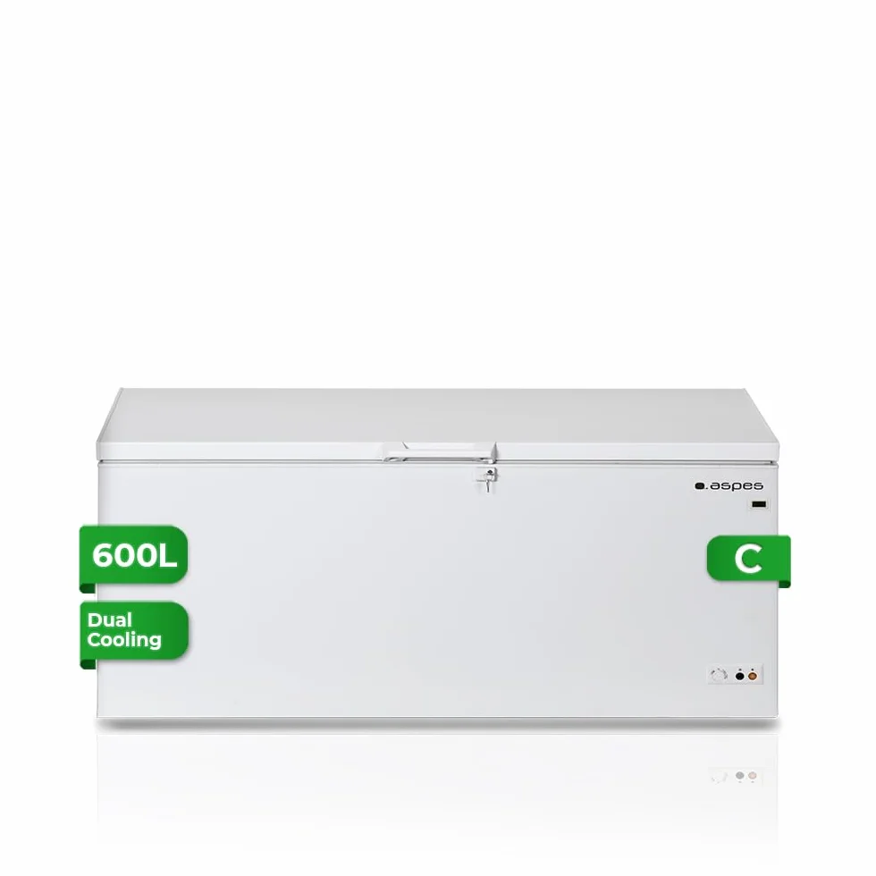 Aspes Congelador horizontal Blanco ACH6200EDC. Capacidad 600 Litros, Dual Cooling, 2 Cestas, Bajo nivel Sonoro, Eficiencia Energética Clase C