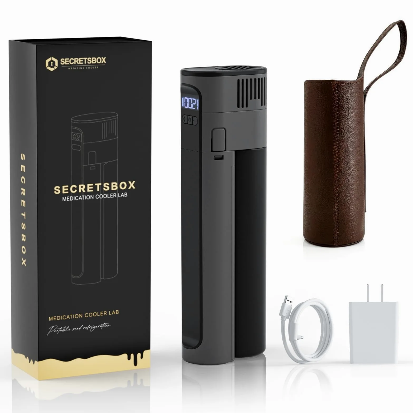 Mini Nevera Insulina de Viaje 1 Pluma, Temperatura Ajustable de 2-25°C | Enfriador Portátil para medicamentos con batería, 3 niveles de intensidad, protección contra congelación bajo cero