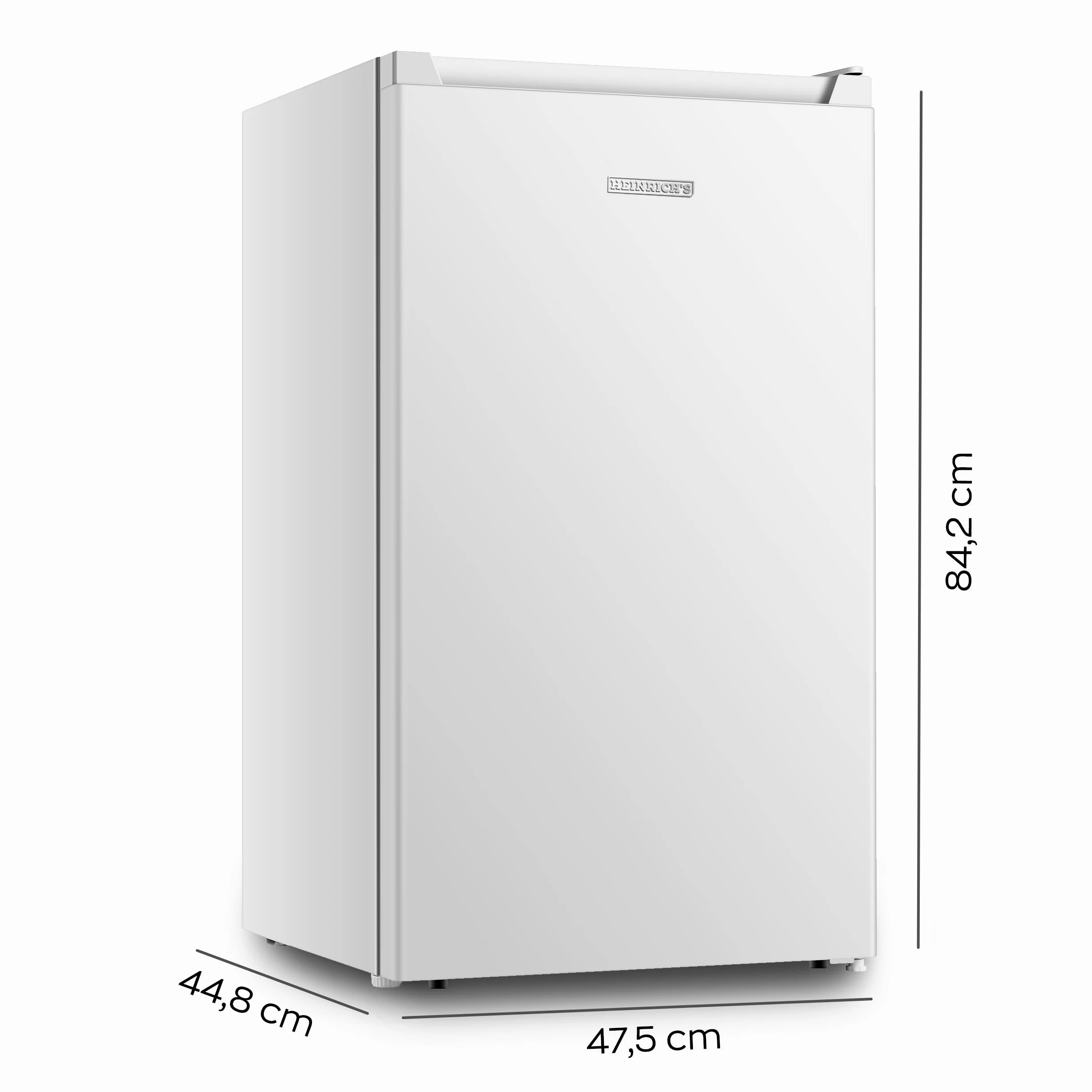 HEINRICHS - Congelador, 3 bandejas congeladoras, 7 posiciones de control de temperatura, flujo de aire, tope de puerta intercambiable, 61 litros de capacidad neta, temperatura: -18 °C ~ -38 °C, blanco