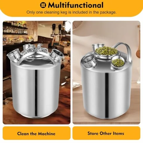 Limpiador de líneas de cerveza, contenedor multifuncional de acero inoxidable para mantenimiento del dispensador del hogar