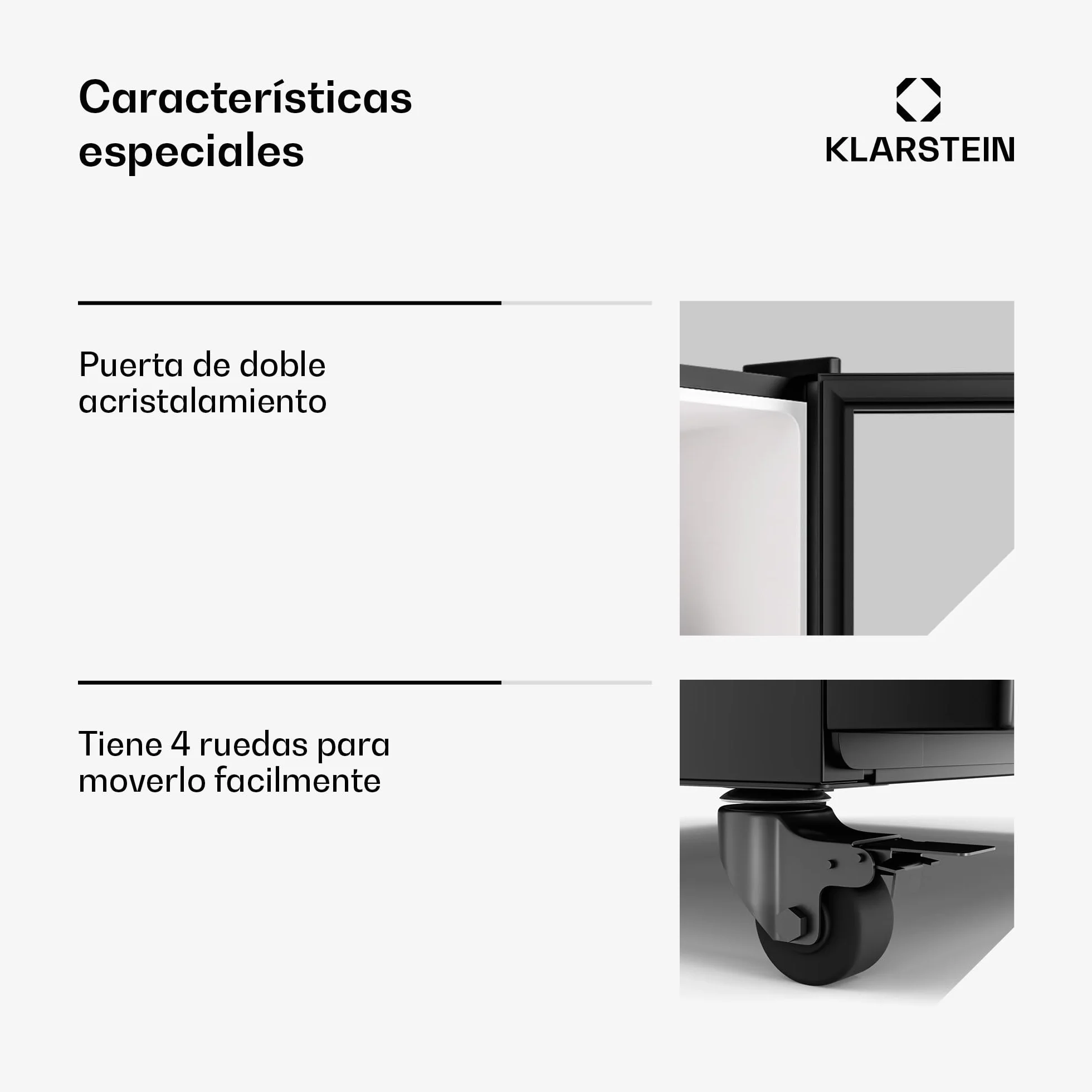 KLARSTEIN GrandCooler 306L Nevera Para Bebidas - Frigorífico para Bebidas con Puerta de Doble Acristalamiento, Iluminación Led, Termostato Mecánico, Ruedas Giratorias, 0-10°C