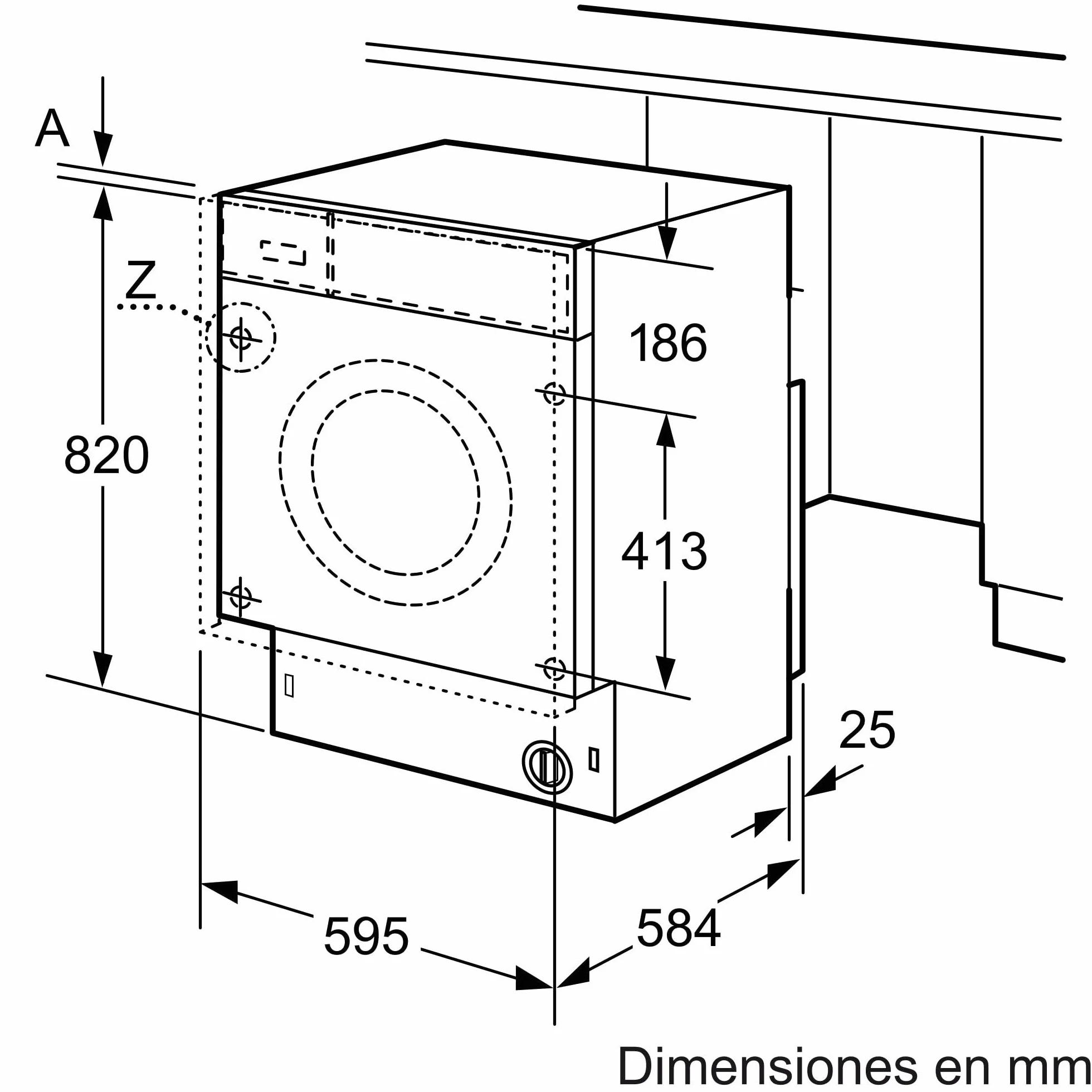 Bosch Lavadora-Secadora Integrable, 60 cm, Serie 4, AutoDry, Blanco, WKD24362ES.