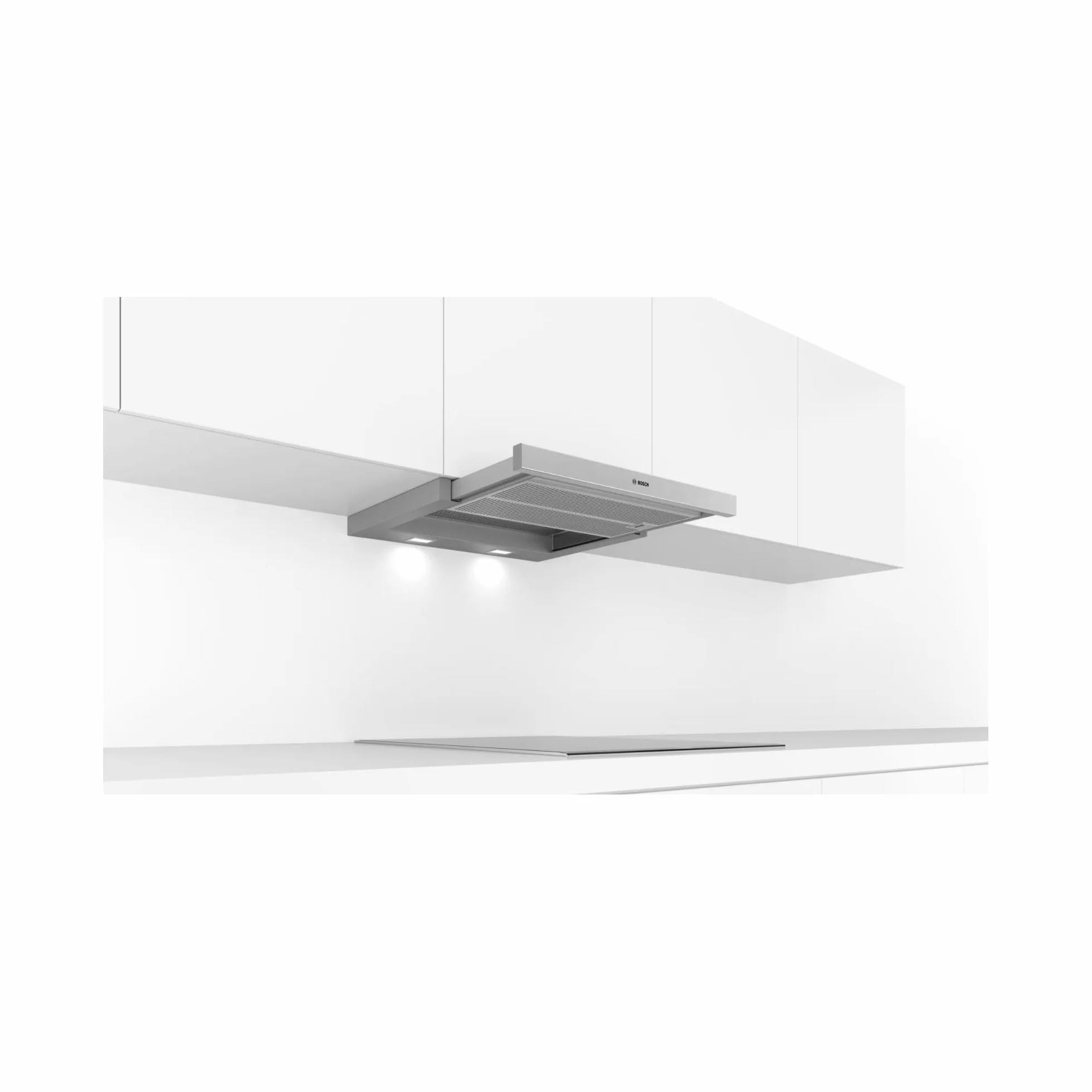Bosch DFR067A52 Serie 4 - Campana de pantalla plana, 60 cm de ancho, circulación y salida de aire, fabricado en Alemania, motor EcoSilence Drive silencioso y eficiente, iluminación LED uniforme,