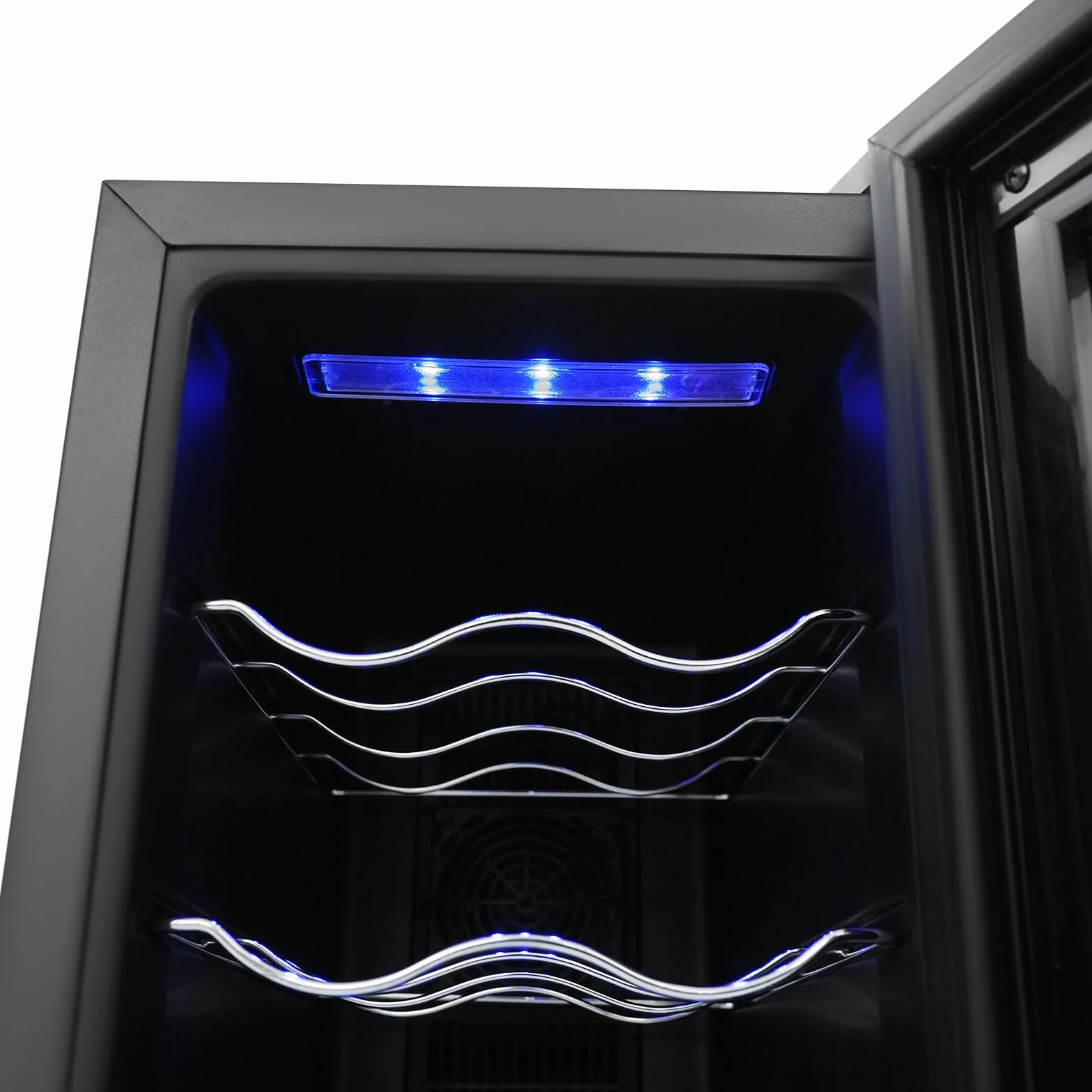 Nevera para vino, 12 botellas, 33 litros, con patas ajustables con luz LED, minibar, con puerta de cristal