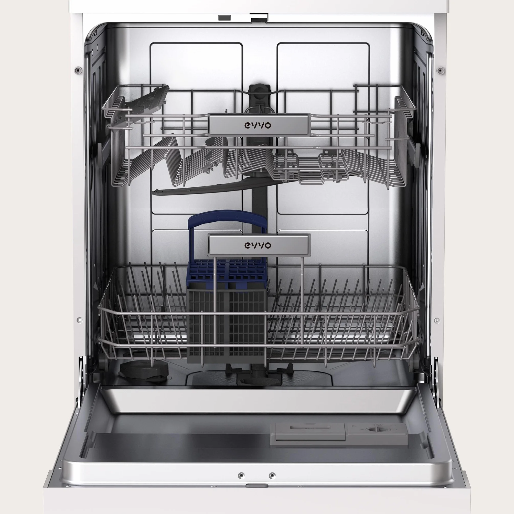 Lavavajillas EVVO D1Y - 60 cm, 13 Servicios, Clase Energética C, 6 Programas, Funcionamiento Silencioso, Apertura Automática, Media Carga, Inicio Diferido 24h, Bloqueo Infantil