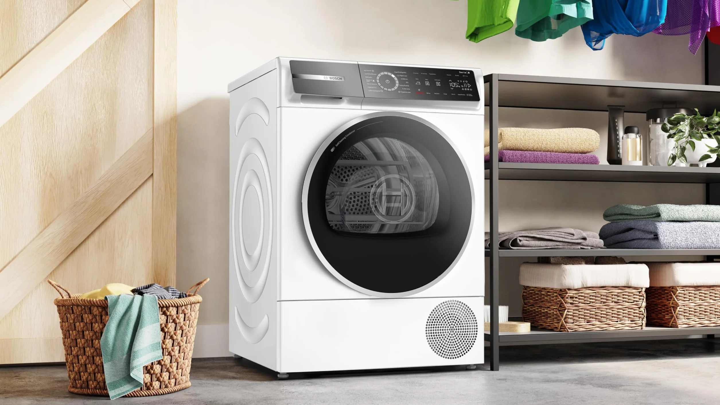 Bosch Secadora con Bomba de Calor, 9 kg, Serie 8, Home Connect, Reverse Drum, AutoDry, Blanco, WQB246C0ES