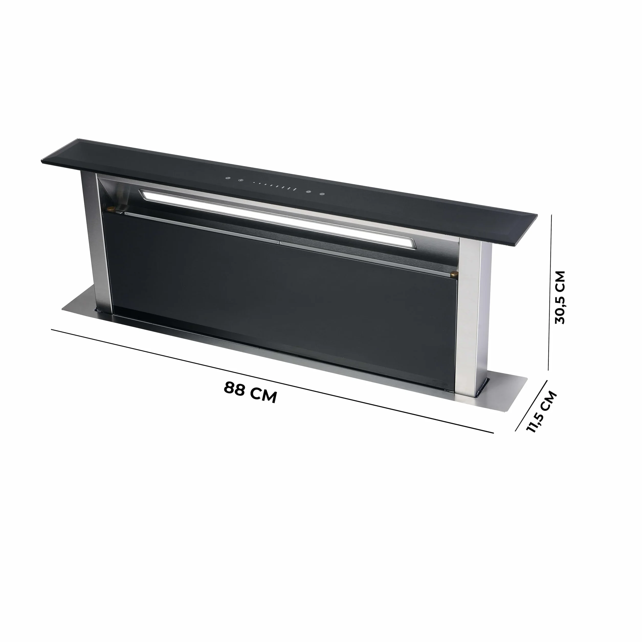 Cecotec Campana Extractora de Encimera 90m Bolero Flux ET 908000 Glass Black A++. 210W, Succión 800m3/h, 8 Velocidades, Slider Touch Control, Filtro Carbono, Acabado en Cristal Negro