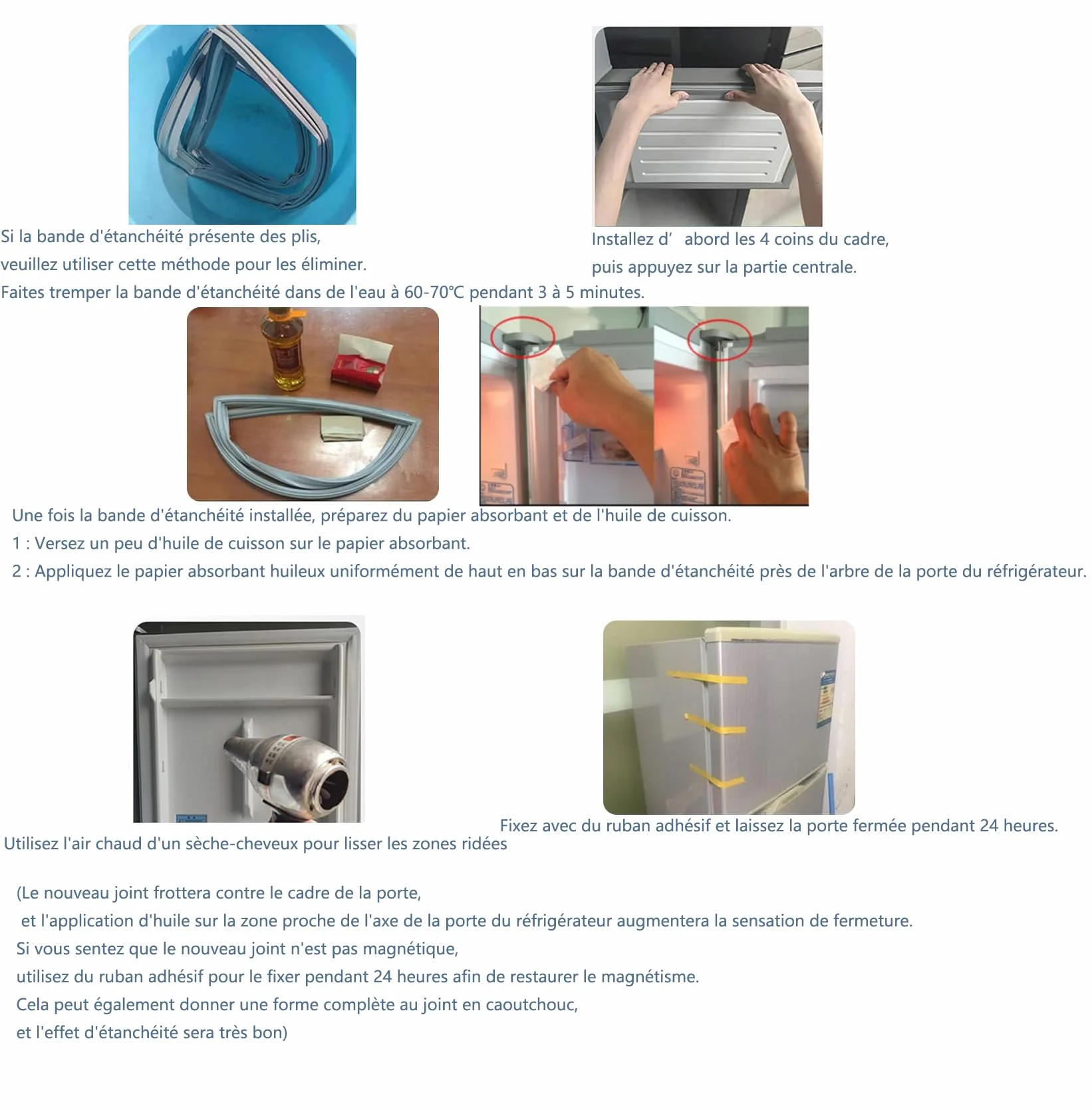 Piezas Kit de reparación Universal Sello de Goma Junta de Puerta para Nevera congelador Personalizado adecuación,Blanca