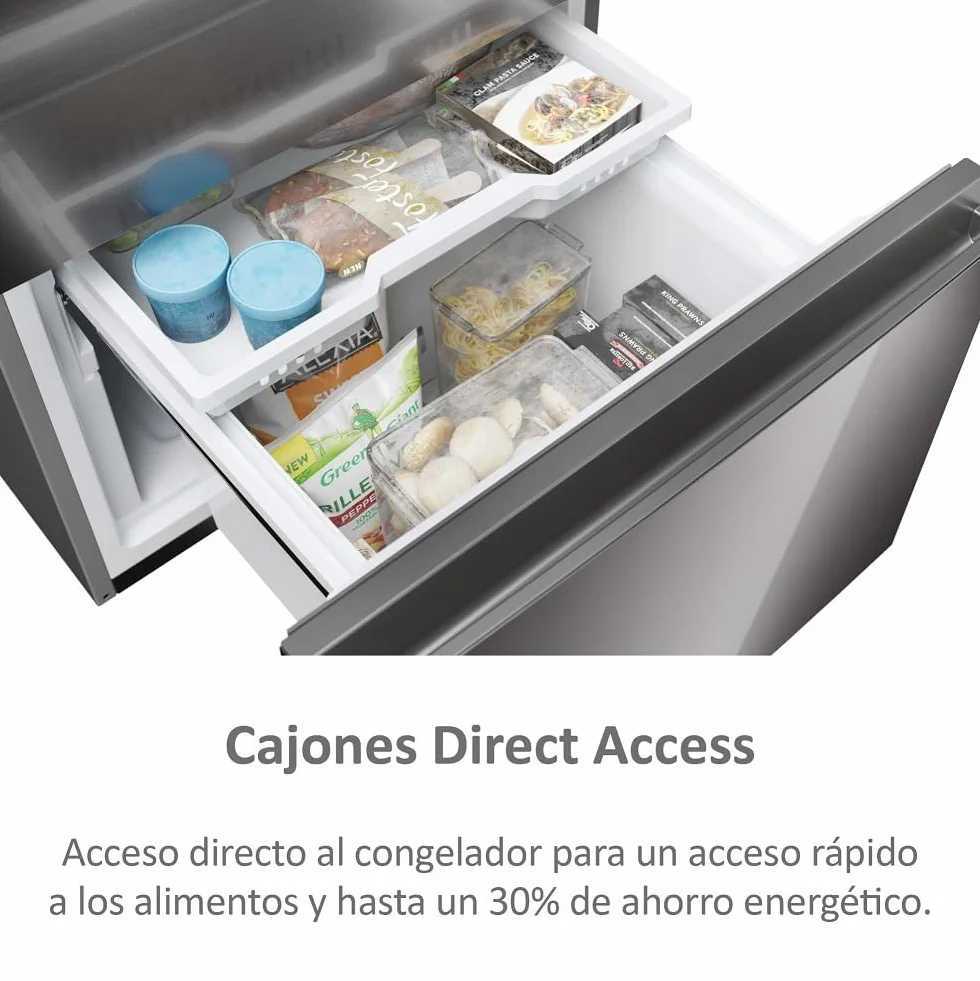 Haier 3D 60 Series 5 HTW5620CNMP - Frigorífico Combi, Cajones Direct Access, WIFI, Botellero, Motor Inverter, My Zone Pro, Humidity Zone, Total No Frost, AnxAl 59,5x205cm, 414L, Luz LED, Inox oscuro