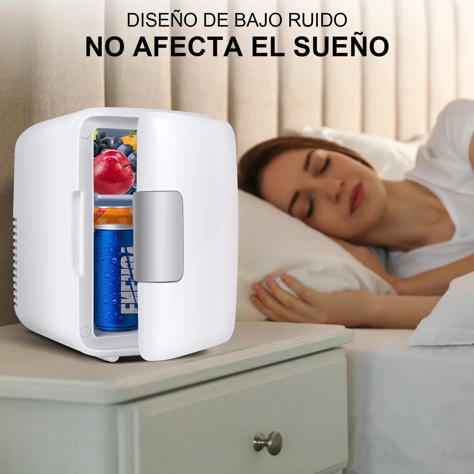 Nevera Pequeña - Mini Nevera, 4L Comética Pequeña Nevera para Dormitorio, CA 220V/ CC 12V para Coche, Mini Neveras Para Habitacion (Blanco)