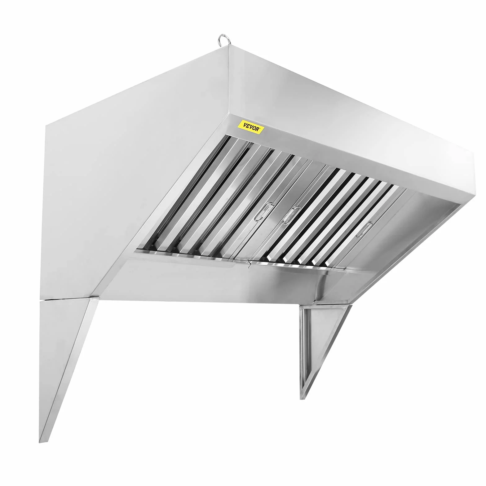 VEVOR Campana extractora comercial de 5 pies para camión de alimentos, capó de remolque de acero inoxidable 201 con 2 rejillas de filtro de aceite extraíbles en forma de U, campana de ventilación