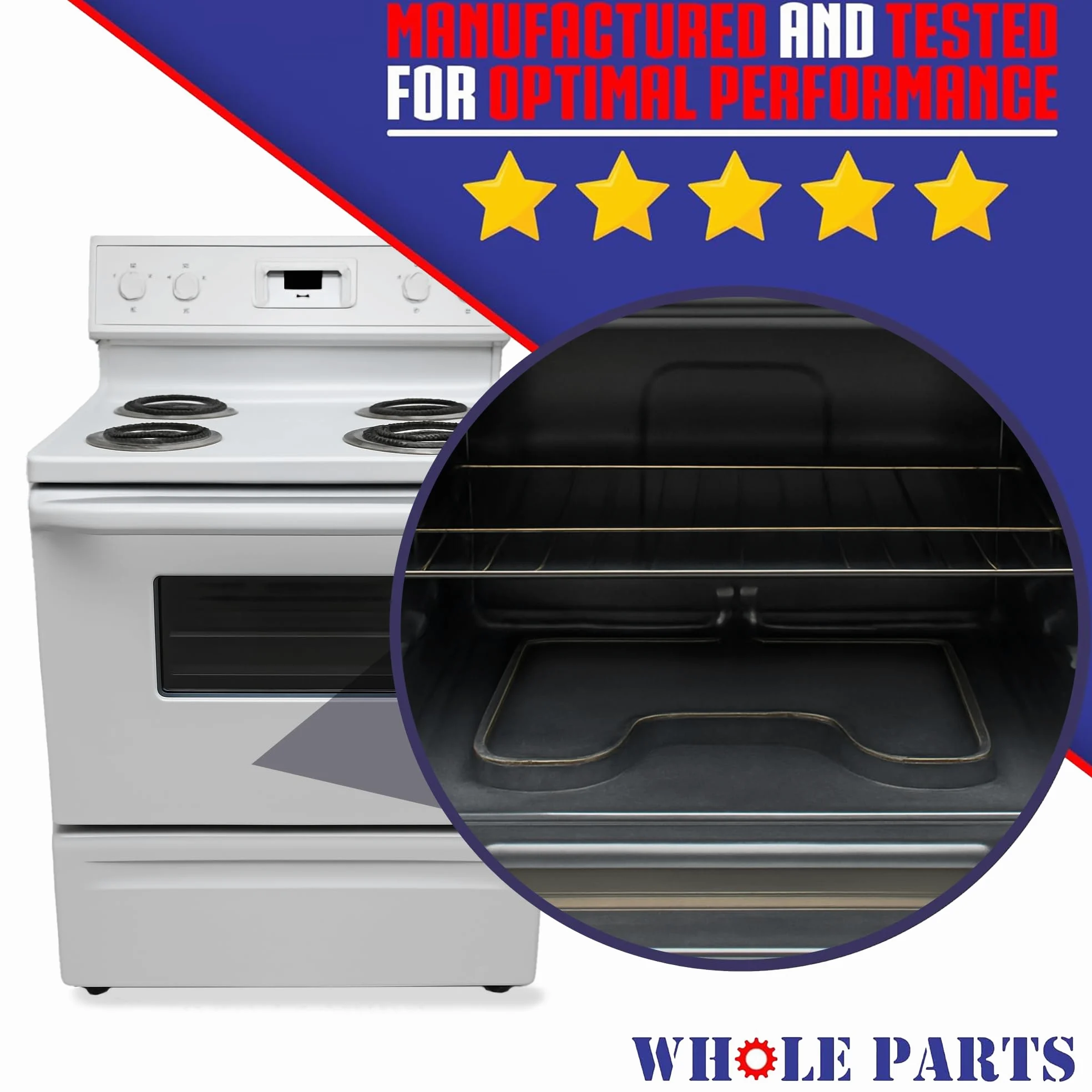 Whole Parts Elemento calefactor para horno de cocina, pieza # WP661416 – Repuesto y compatible con algunos hornos u hornos de ayuda de cocina, Roper y Whirlpool