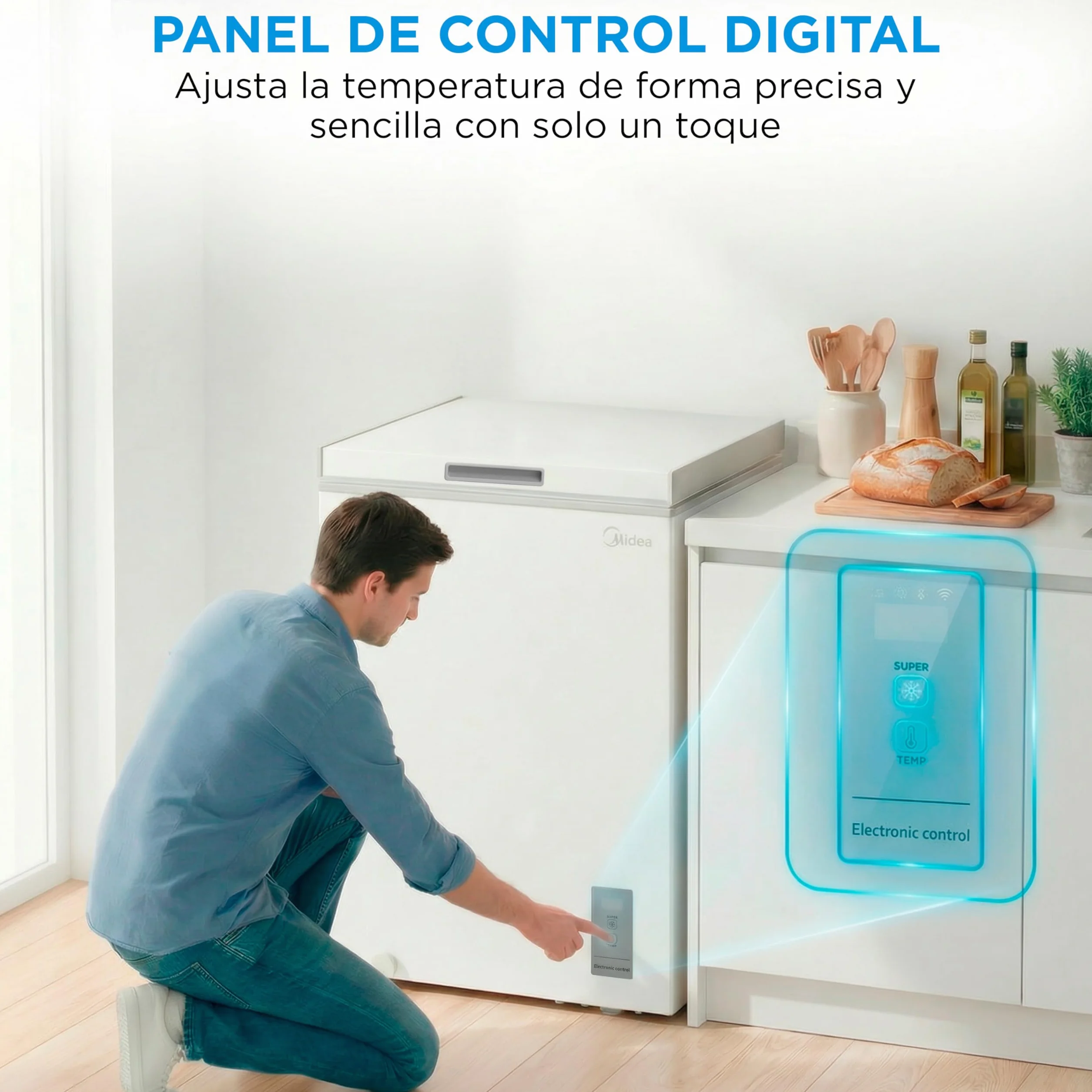 MIDEA Congelador Horizontal 143L Inverter Convertible Frigorífico Silencioso 37dB Bajo Consumo