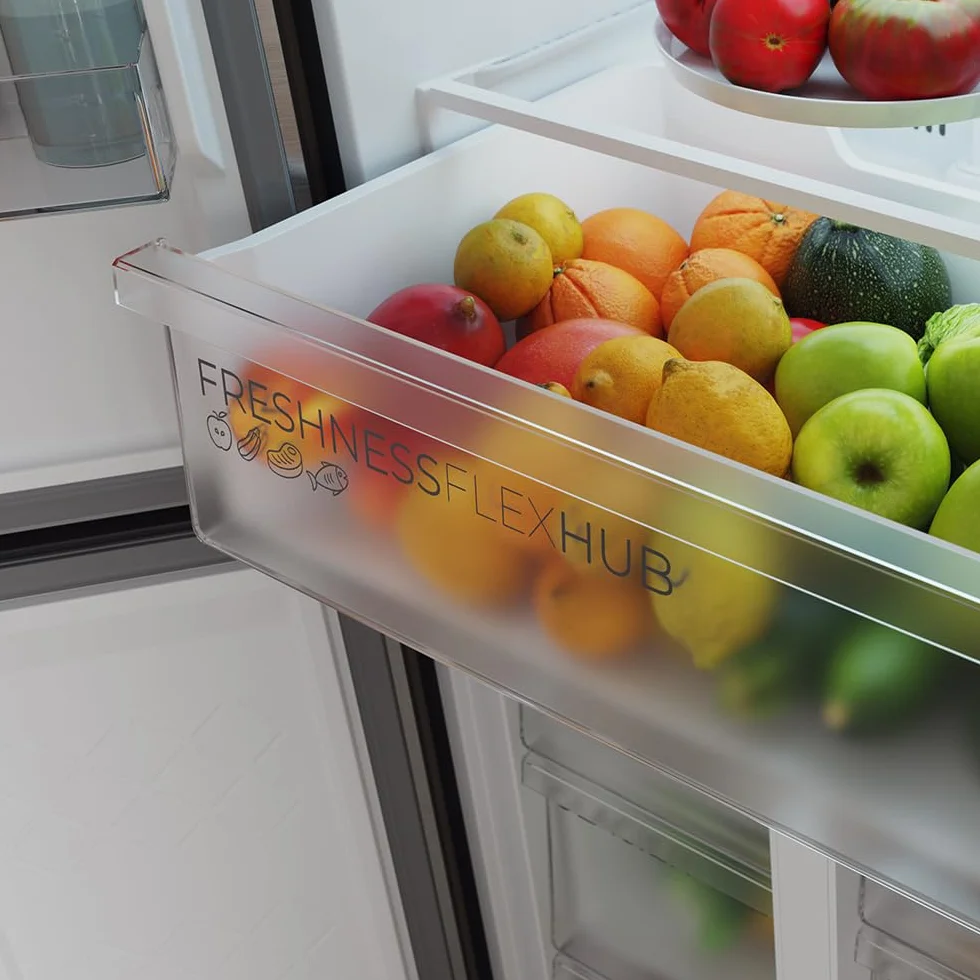 Cecotec Frigorífico 4 Puertas Total No Frost 394L Bolero CoolMarket 4D 394 Inox E. Alto 176cm y 70cm Ancho, Cajón Temperatura Variable, Compresor Inverter, ATT Antibacterias