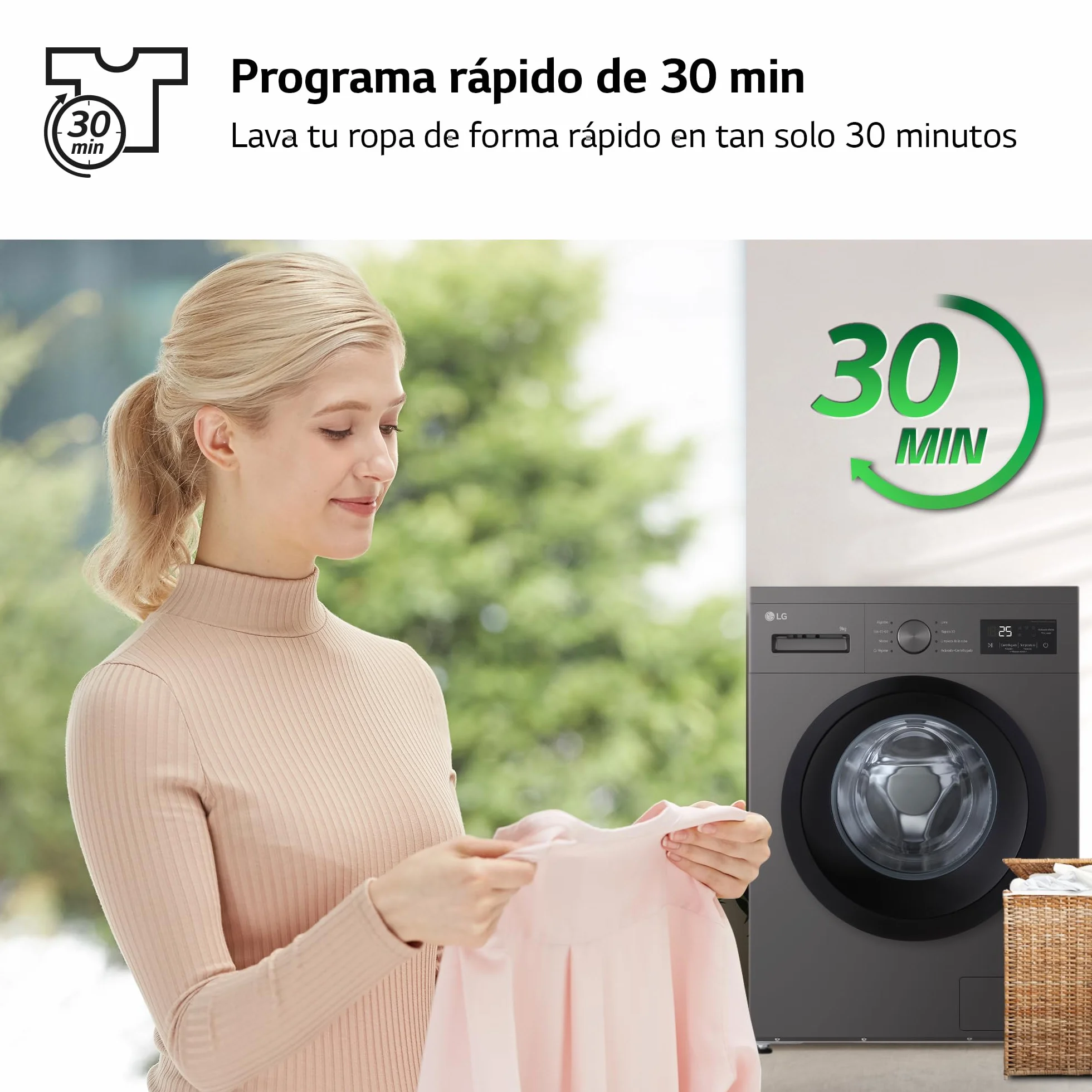 LG F4A1009NDK - Lavadora, 9 kg, 1400 rpm, Carga Frontal, 8 Programas, Programa Rápido y Programa Lavado a Mano, Fondo Especial Reducido, Display LED, Serie 100, Color Grafito