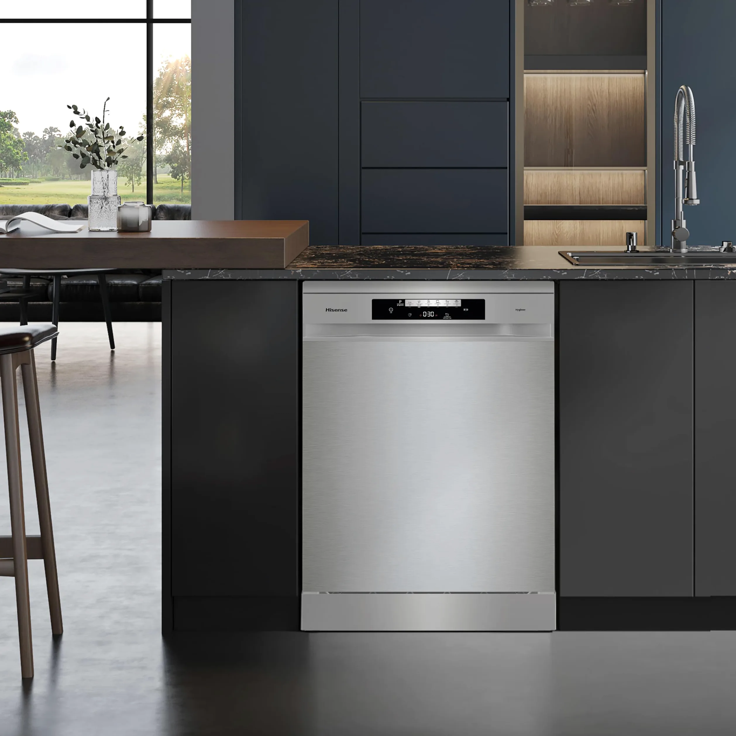 Hisense HS642C60X - Lavavajillas Independiente,Capacidad 14 Servicios, 60cm, Auto Dry Apertura de Puerta Automática, Control Táctil, Inicio Diferido y Lavado Rápido,Media Carga, Libre instalación Inox