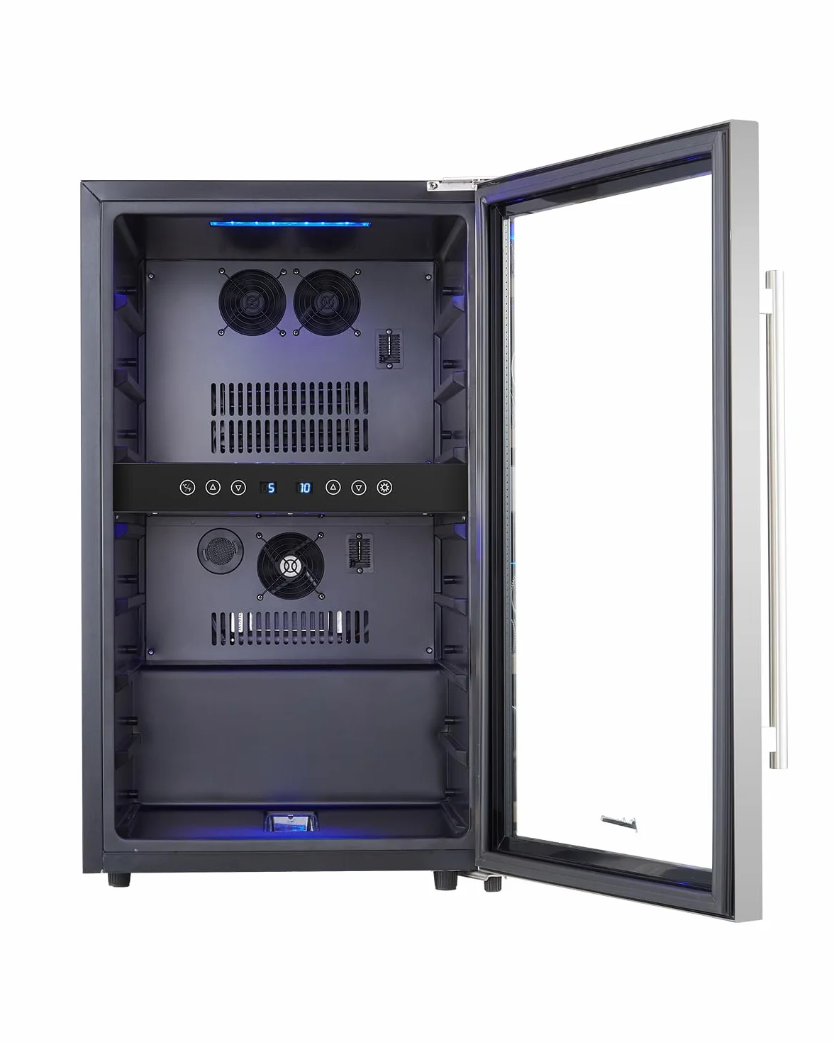 Kalamera KRC-45BSS Vinoteca, dos Zonas Vino temperier Armario, 5 – 10 °C/10 – 18 °C, 45 Botellas,120 L, acero inoxidable Puerta de Cristal, compresor, independiente