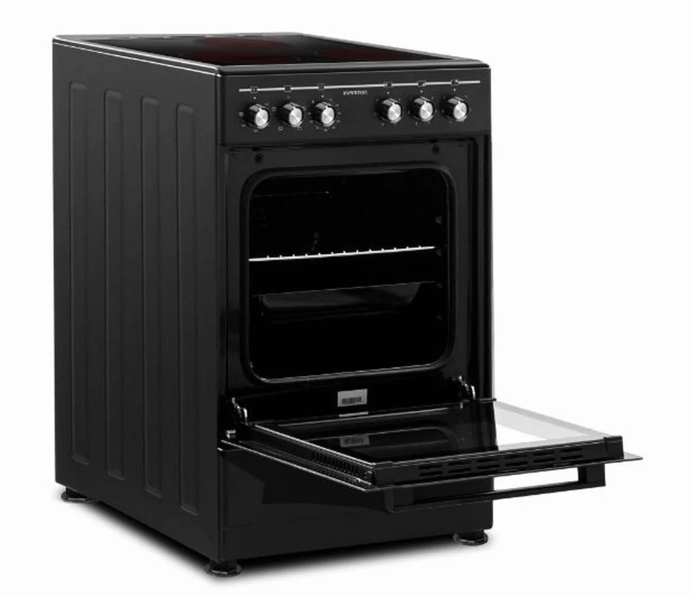 INFINITON Cocina con Horno CC-B550V3, Vitroceramica 3 Zonas, Horno Electrico 43 L, 6 Niveles de Potencia, Grill, Doble Acristalamiento, A, Negro