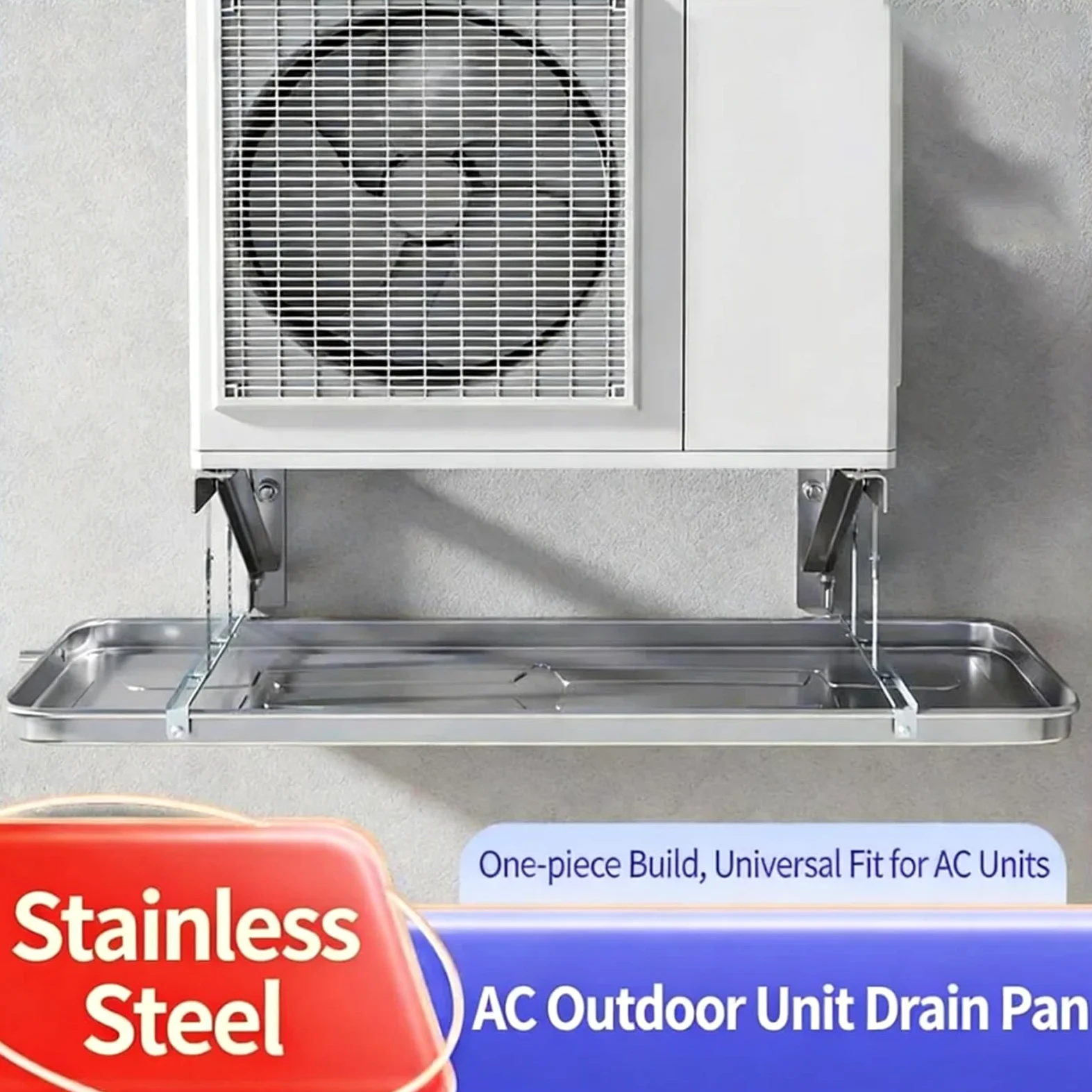 Bandeja recogida condensados inox 201 para unidad exterior AC 1-5P | Diseño monobloque estampado para unidad exterior de aire acondicionado, recoge condensados(Style B,930X440X35mm)