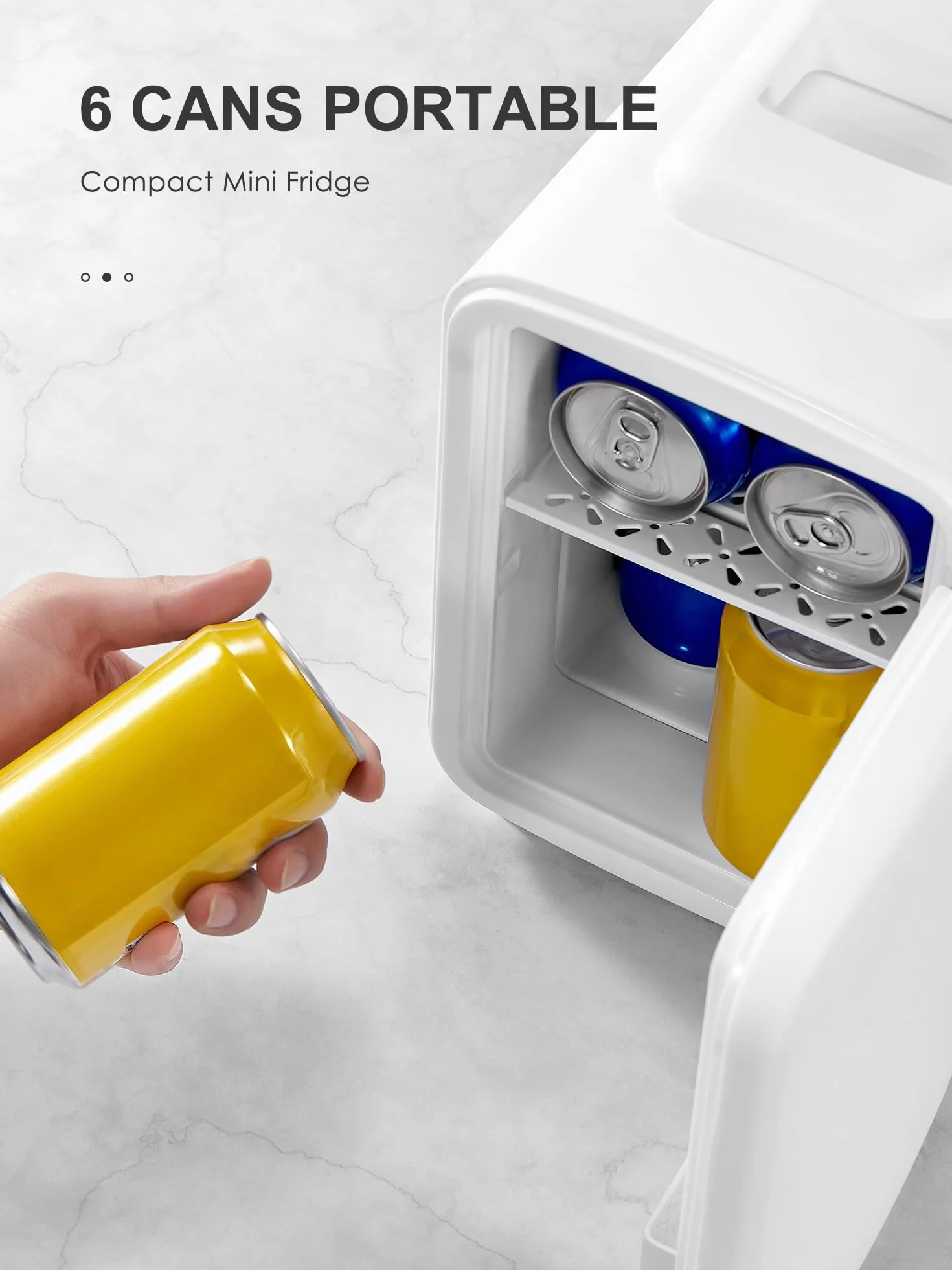Reemix Mini Nevera Portátil de 4 Litros/6 latas, Refrigerador Personal Para el Cuidado de la Piel, Cosméticos, Bebidas, Alimentos, Ideal Para Dormitorio, Oficina, Coche (Blanco)