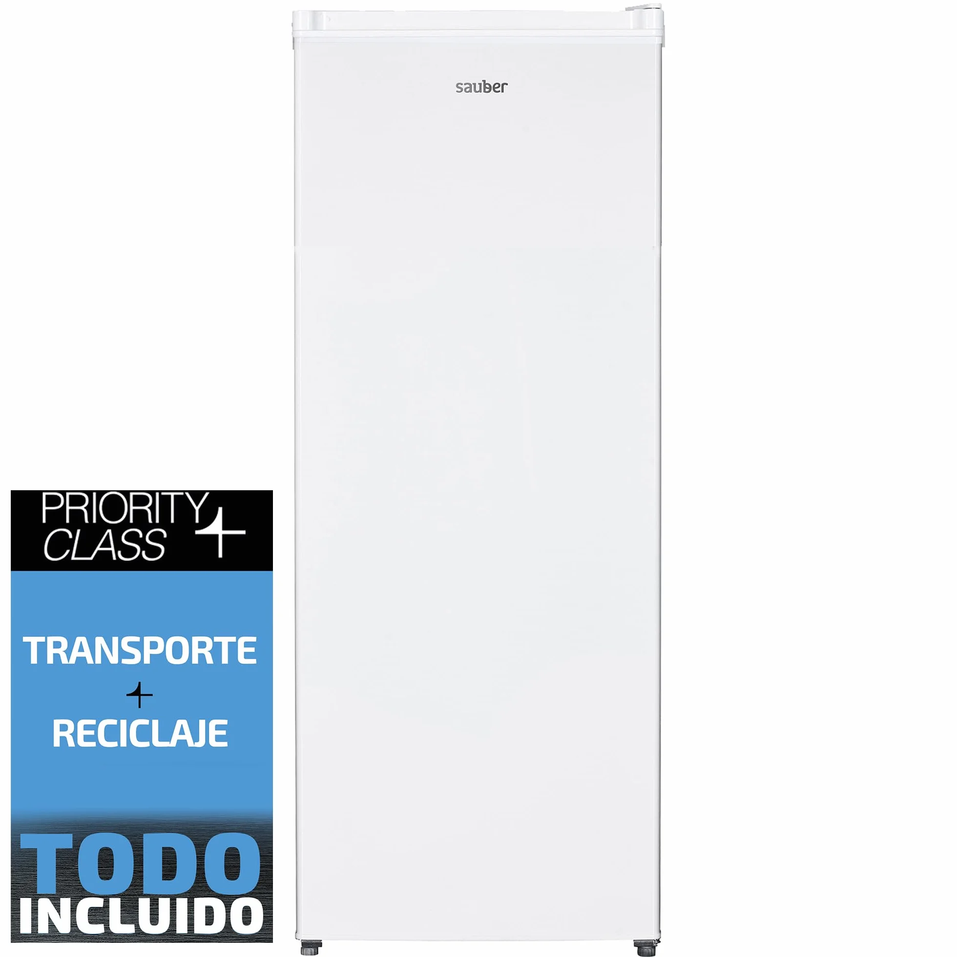 Sauber - Congelador Vertical una Puerta SERIE 3-CV14324WH - E - 142 x 55 cm - 5 Cajones 168 Litros - Se puede Combinar con Frigo 1 puerta - ENTREGA Y RETIRADA EN DOMICILIO INCLUIDA