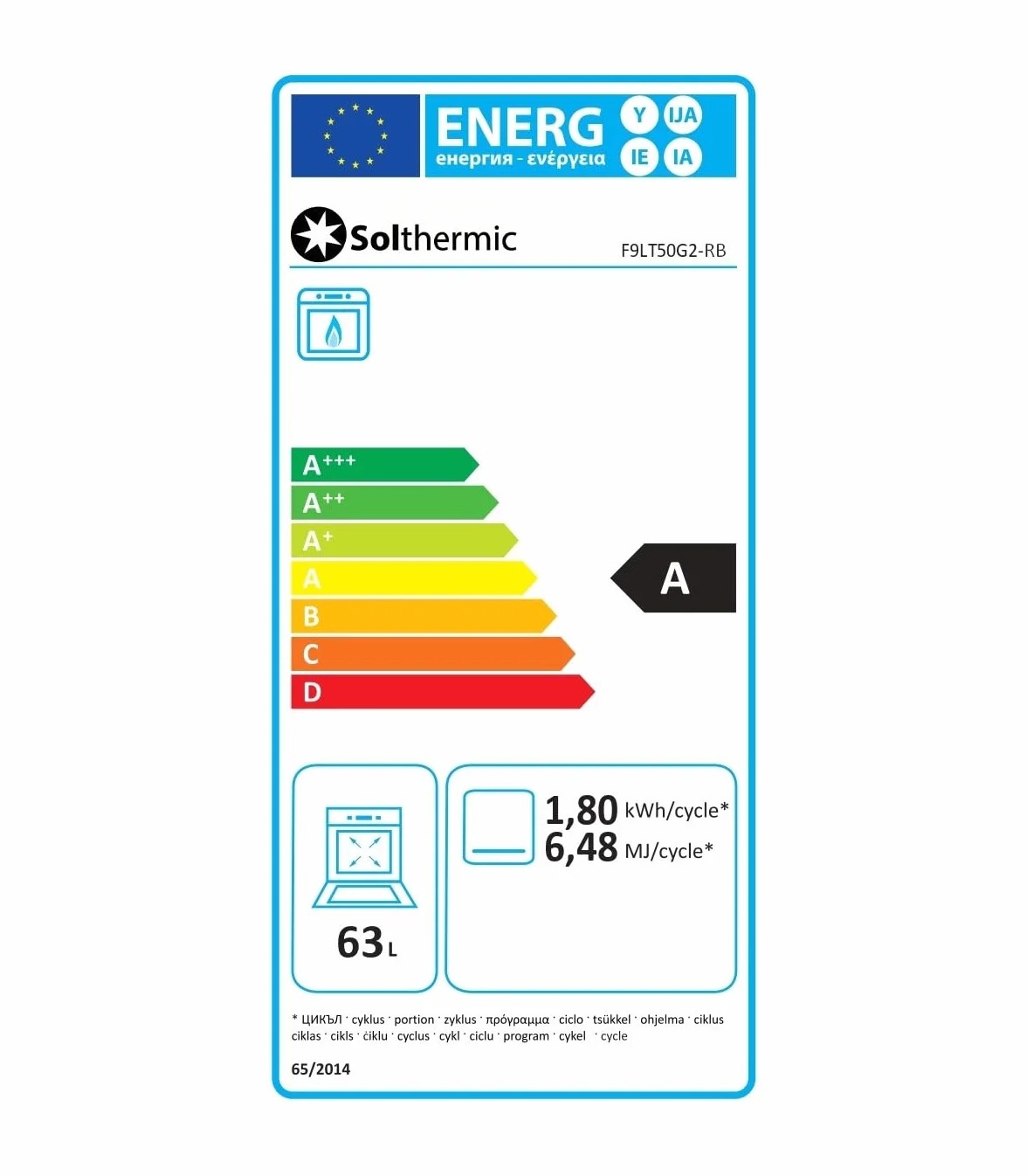 SOLTHERMIC F9LT50G2 Kuchenka Gazowa 5 Palników Piekarnik 64 L Styl Rustykalny Czarna