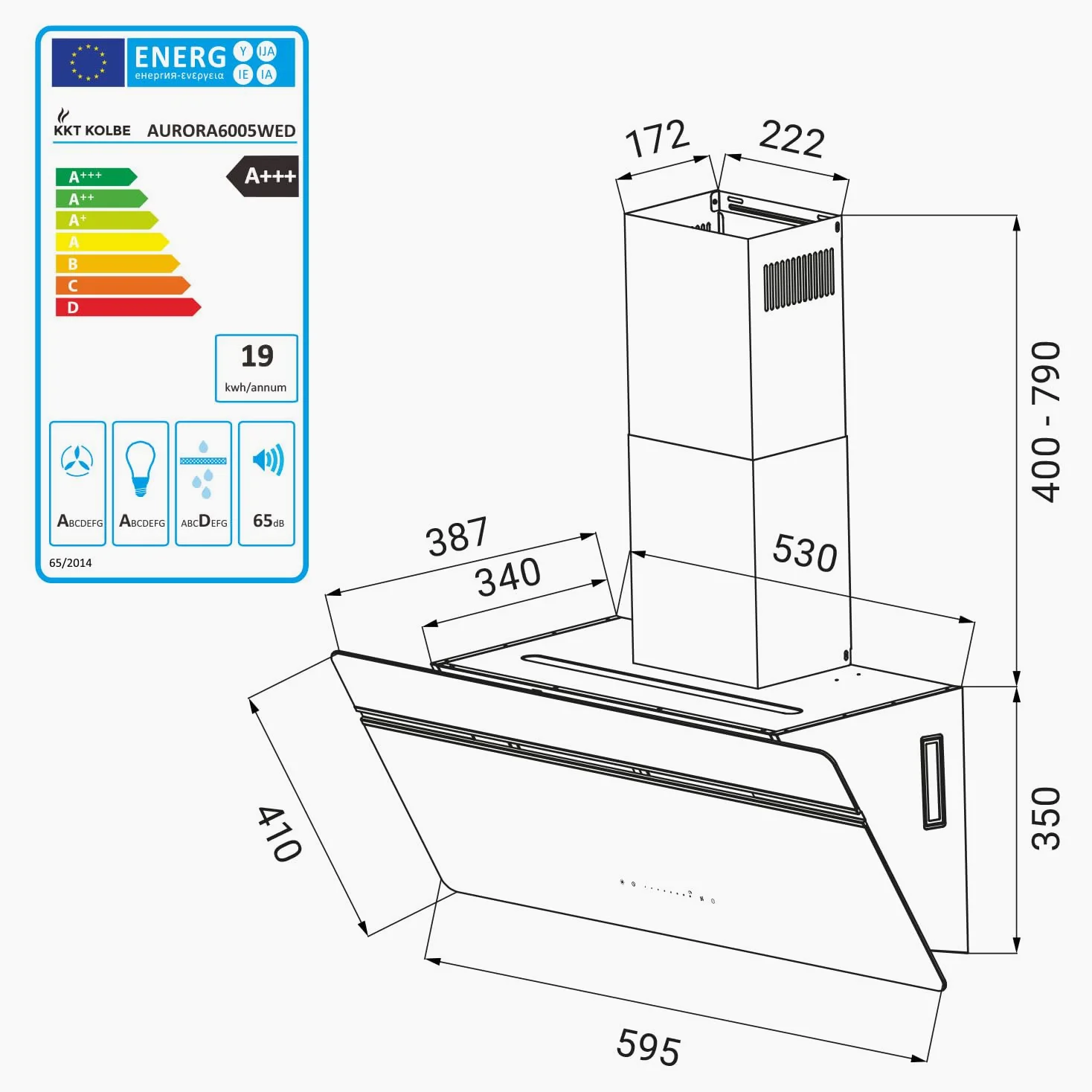 KKT KOLBE A+++ Campana extractora de 60 cm 782 cbm/h, recirculación, sin cabeza, campana de pared | cristal blanco plateado | automático | aplicación WiFi inteligente | SensorTouch | iluminación LED