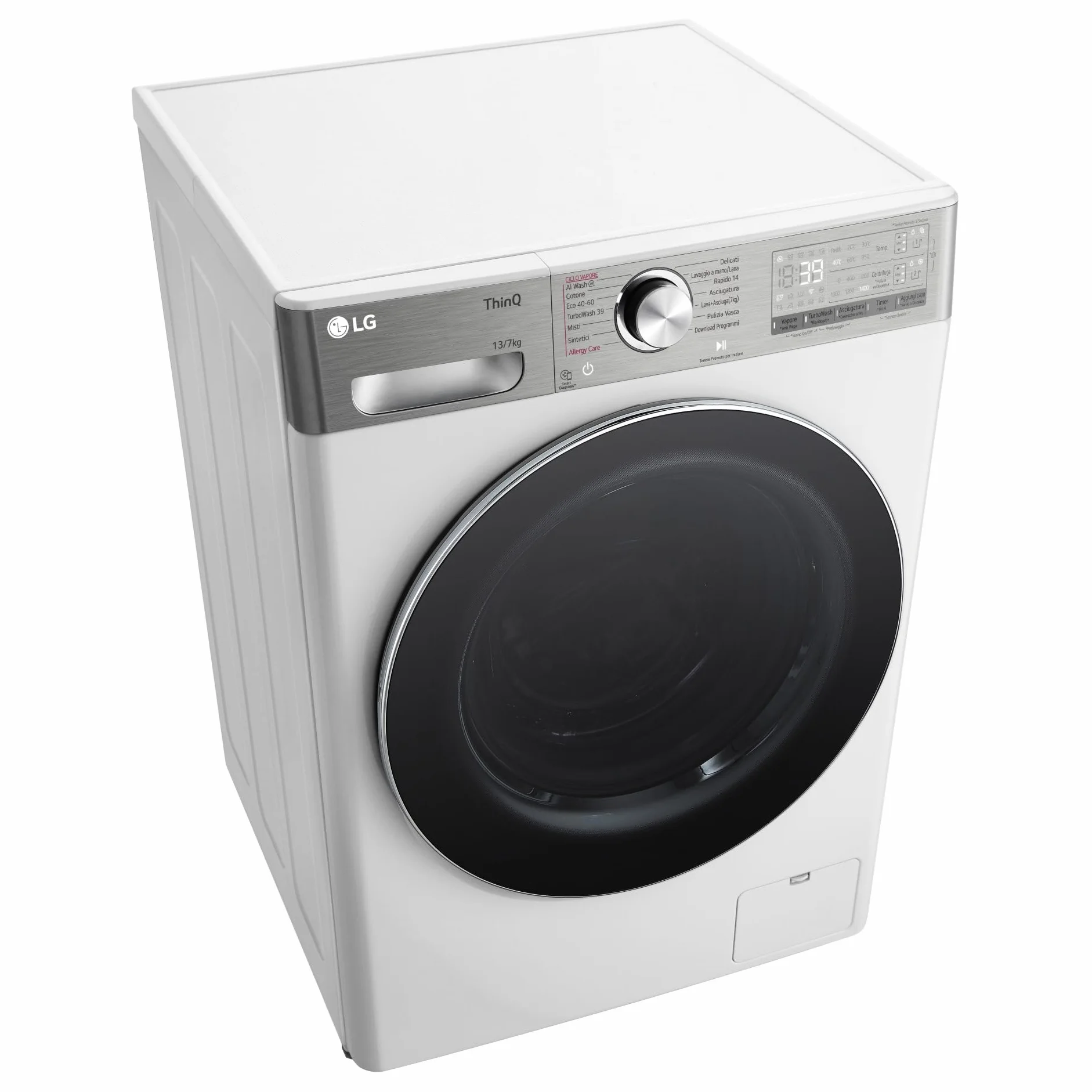 LG AI DD D4R9513TPWC Lavadora Secadora 13/7 kg Serie R9 Clase D Lavadora Secadora 1.400 RPM TurboWash 360 Vapor Steam+ y Antiarrugas, Dosificación Automática, Wi-Fi, Blanco