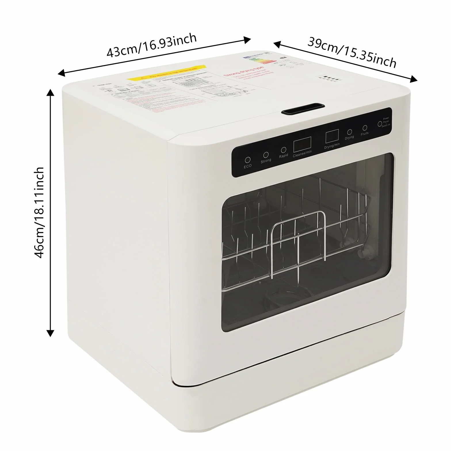 Lavavajillas de mesa, 4 programas, agua caliente a 72 °C, función de secado, lavavajillas eléctrico de 800 W, control táctil