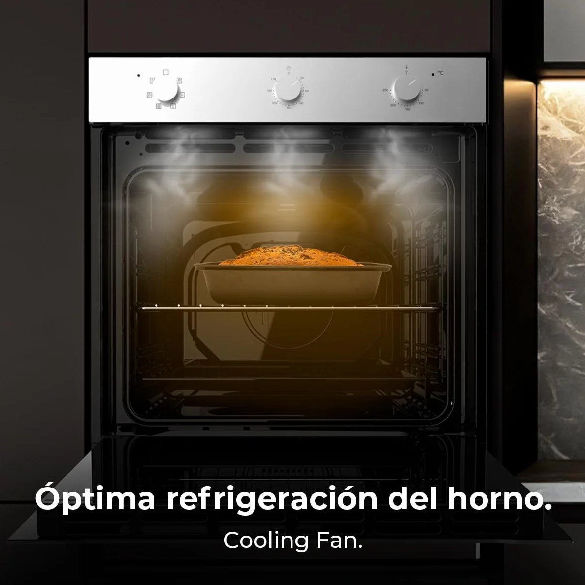 Cecotec Horno Integrable Multifunción 70L Bolero Hexa M236000 Inox Time. 2800W, 6 Funciones, Temporizador, Steam Base XXL, Steam Assist, Steam EasyClean, Cooling Fan, Modo Defrost, Eco, Convección