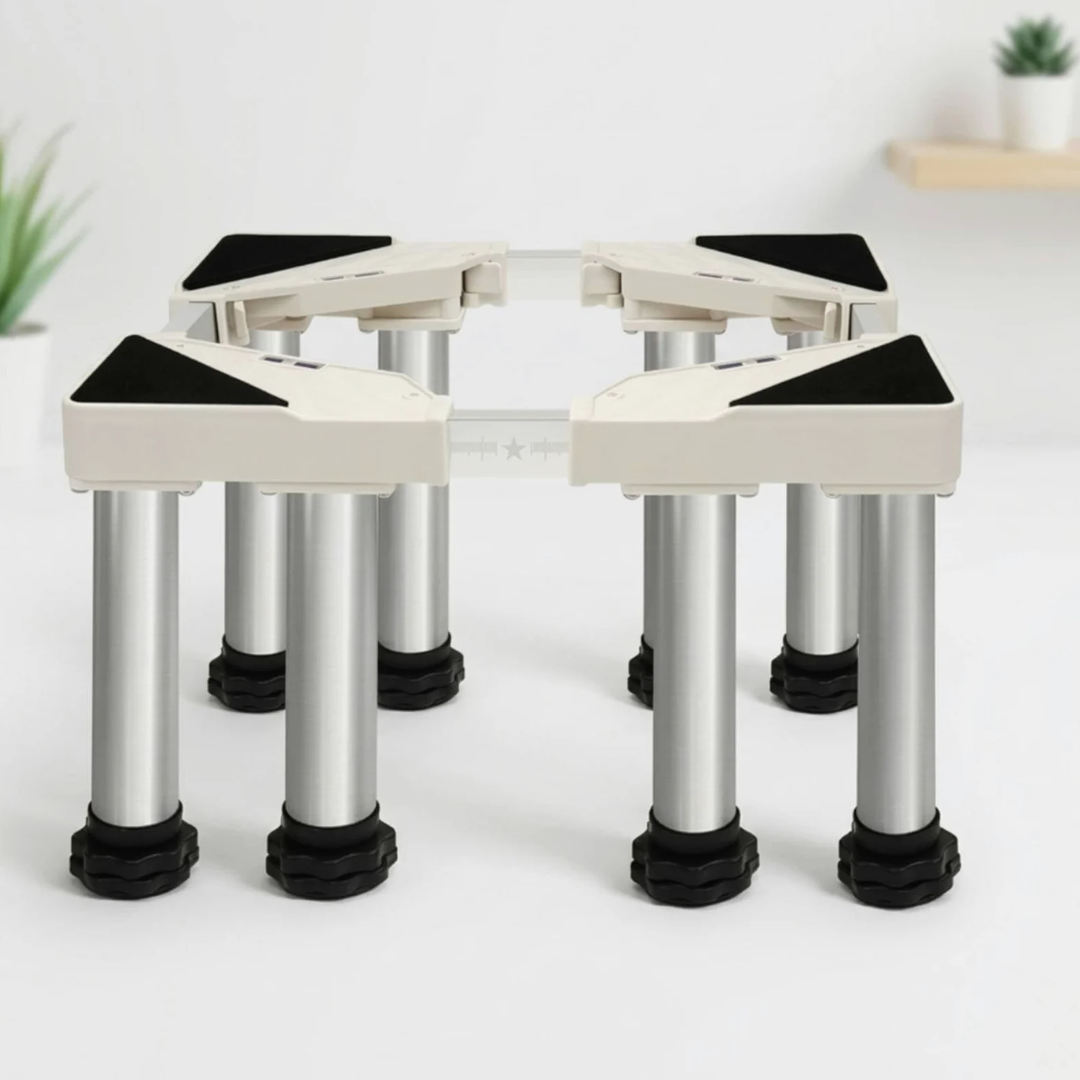 Base para Lavavajillas Soporte Regulable Elevadora con Ocho Pies Material PP Ajuste Personalizable Chasis Adecuado para , Largo 44-62cm Ancho 30-40cm , Pies De Acero Inoxidable Elevados 23-26cm