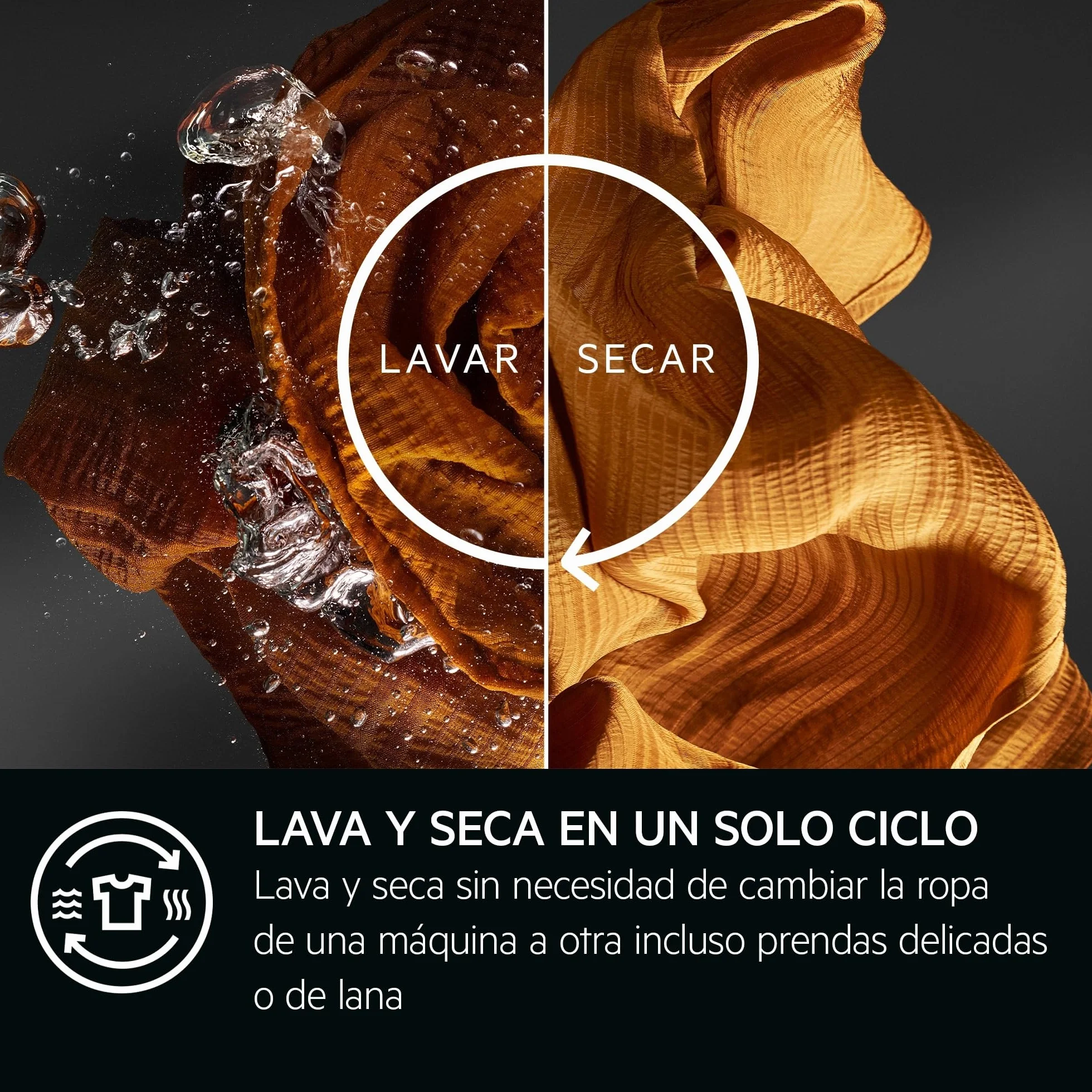 AEG LWR7194M4B Lavasecadora de Carga Frontal, Lava 9 Kg, Seca 6 Kg, Libre Instalación, 1400 rpm, Motor Inverter, Programa Rápido, Nonstop 60 min, Panel LCD, Puerta XL Negra, Clase A, Fabricado en UE