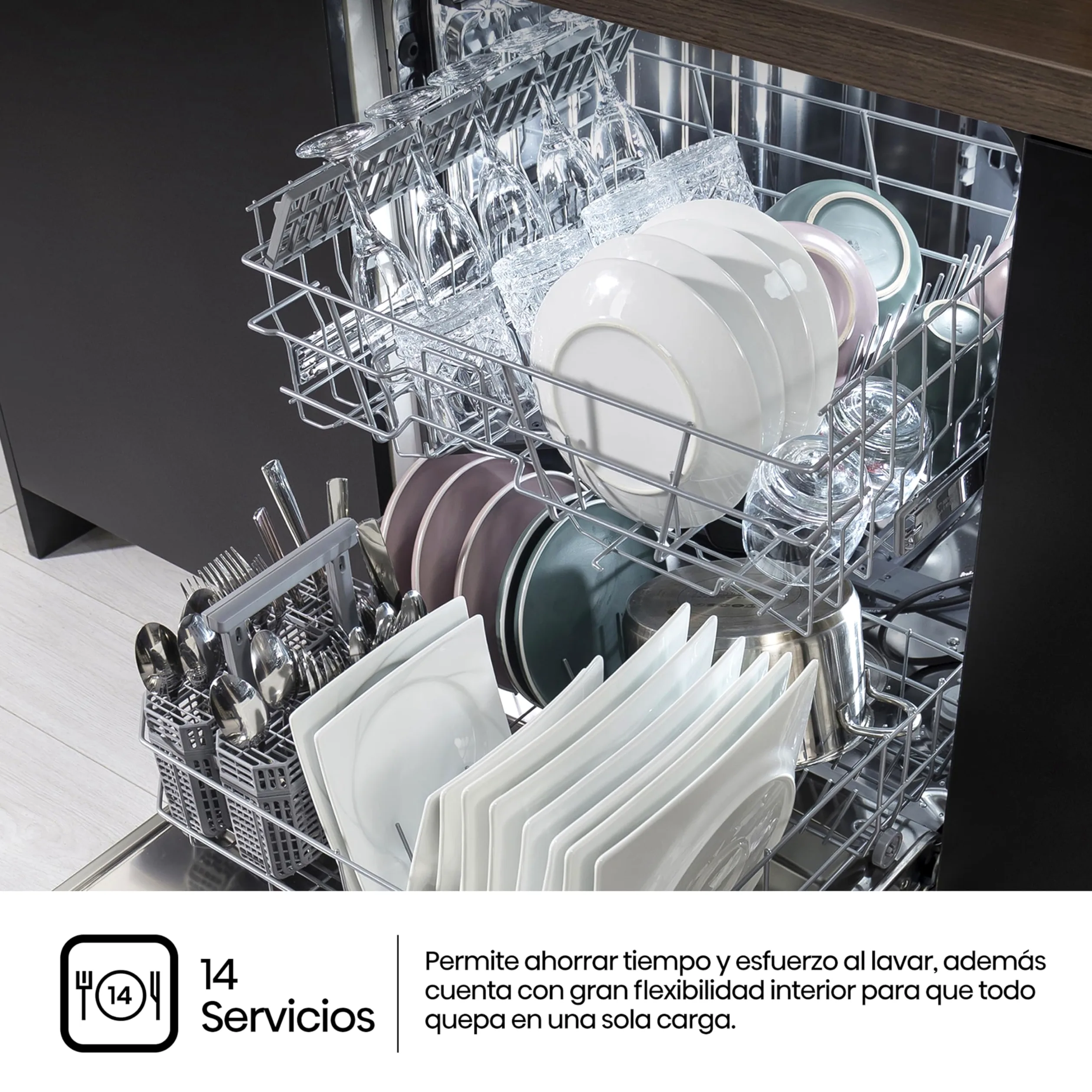 Hisense HS642C60X - Lavavajillas Independiente,Capacidad 14 Servicios, 60cm, Auto Dry Apertura de Puerta Automática, Control Táctil, Inicio Diferido y Lavado Rápido,Media Carga, Libre instalación Inox
