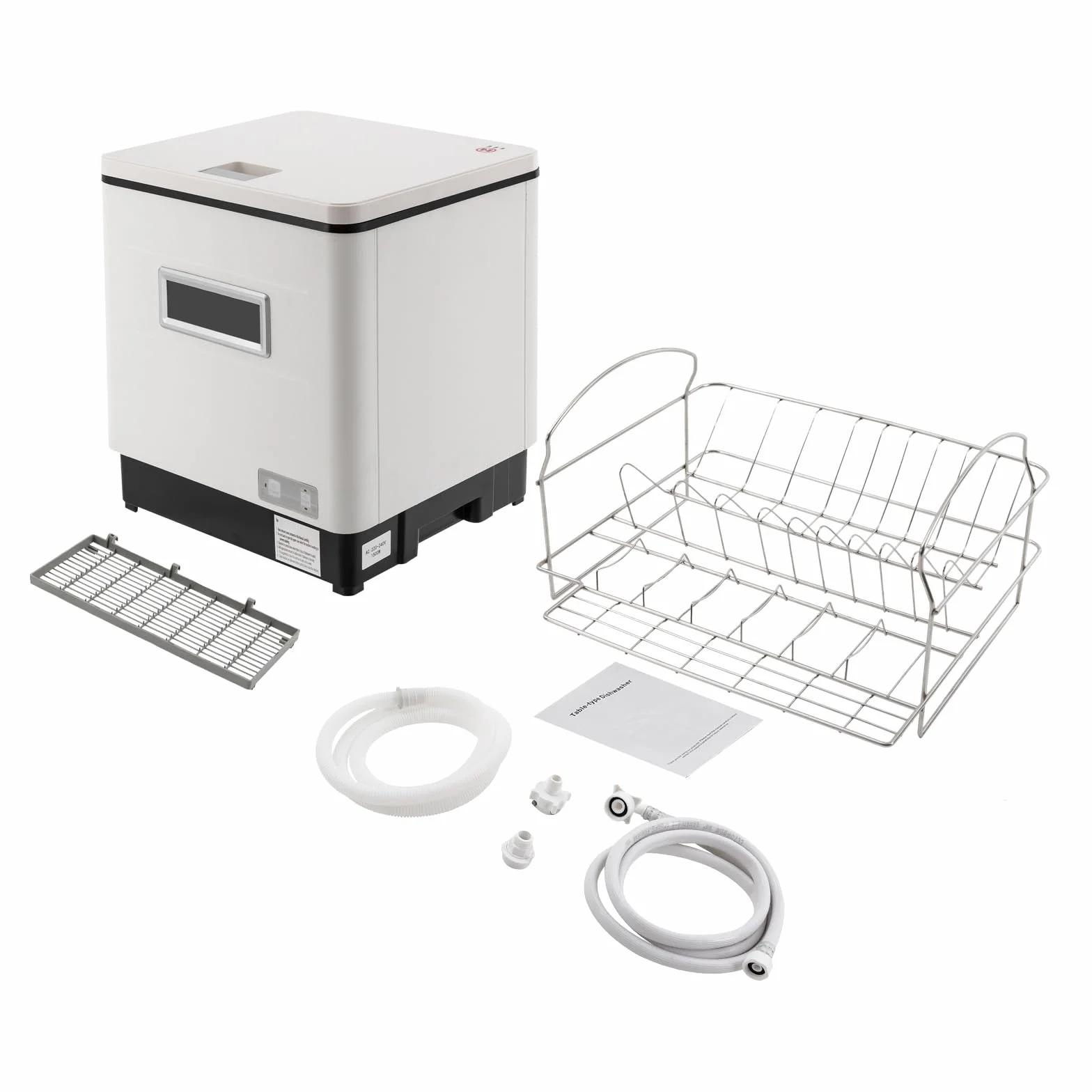 Encimera portátil para lavavajillas de acero inoxidable, 6 programas, spray giratorio de agua de 360°, 70 °C de alta temperatura para cocinas pequeñas
