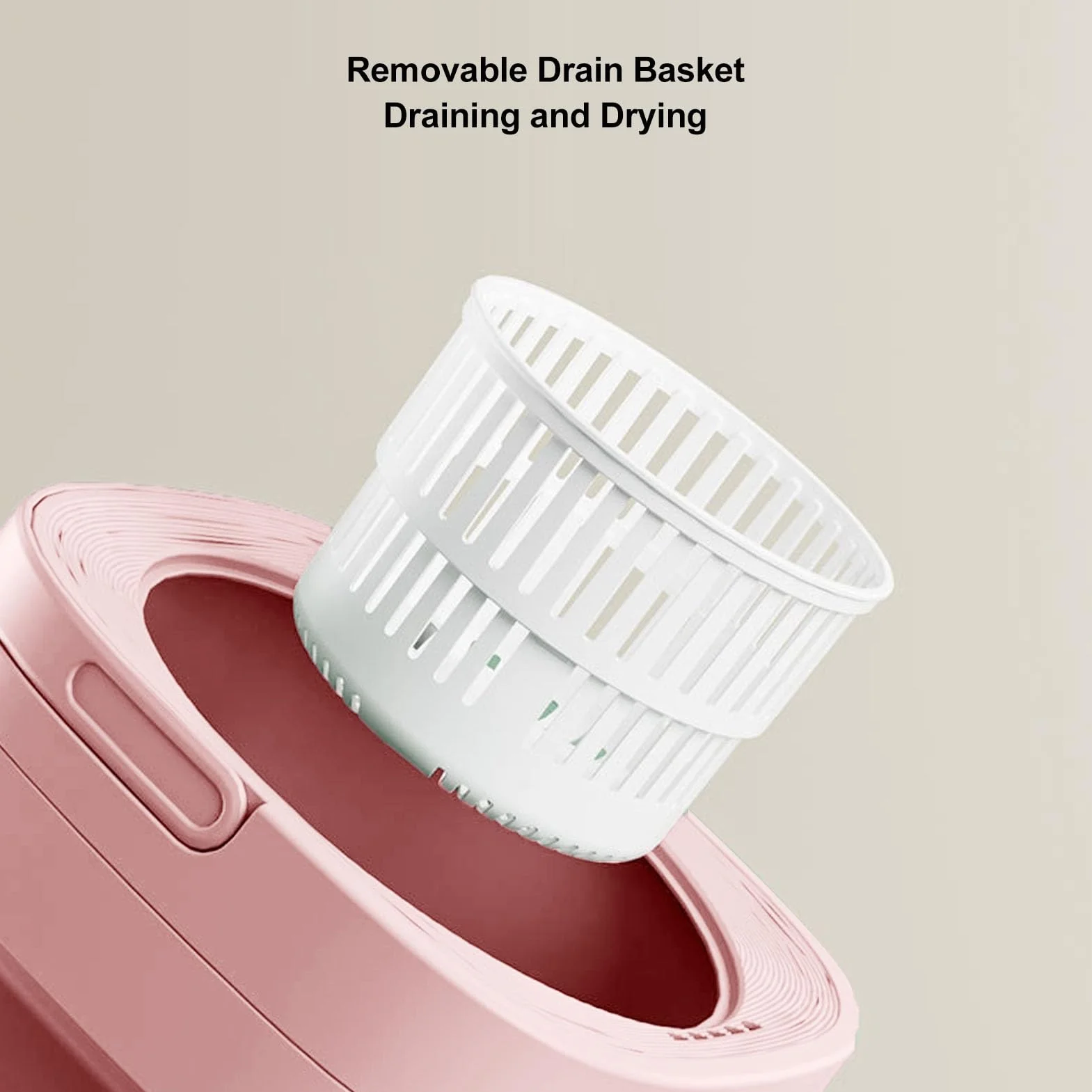Mini lavadora portátil de 6,5 l, portátil, plegable, portátil, con secadora centrifugadora, suave y cubo para el hogar, dormitorio - enchufe europeo adaptado (rosa)